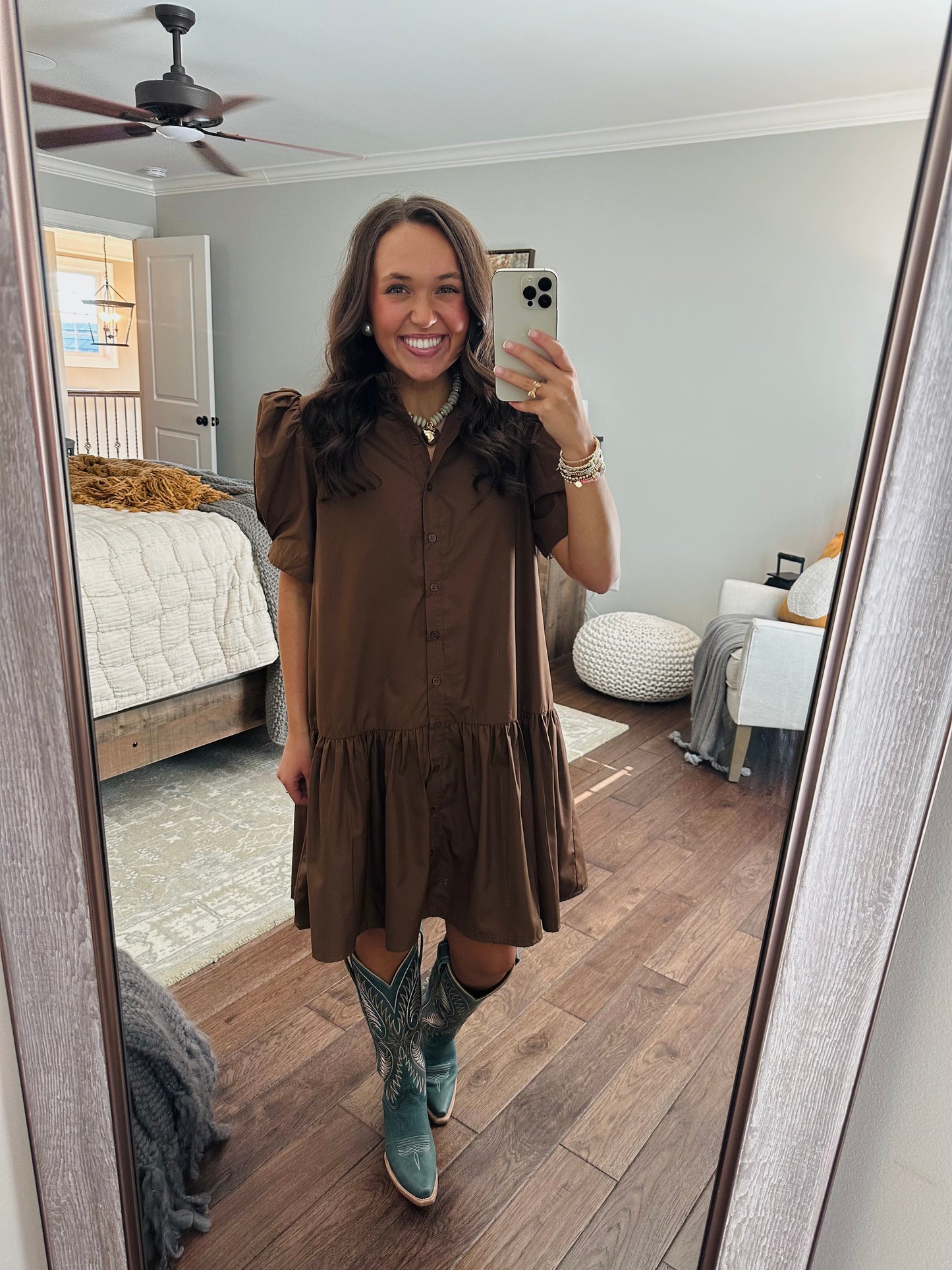 The Kallie Brown Puff Sleeve Dress