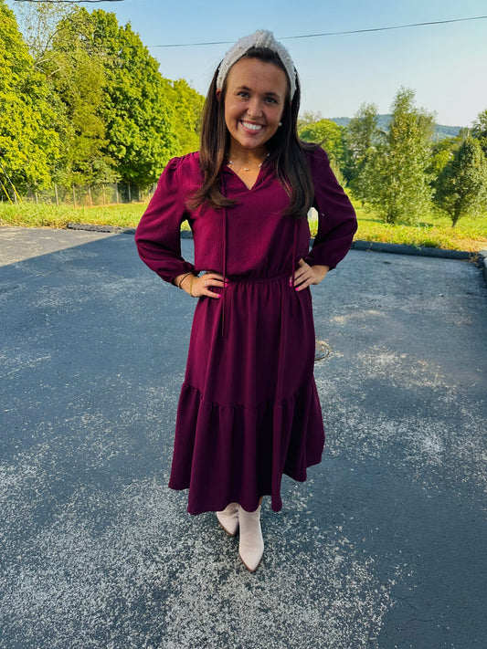 The Annie Burgundy Midi Dress