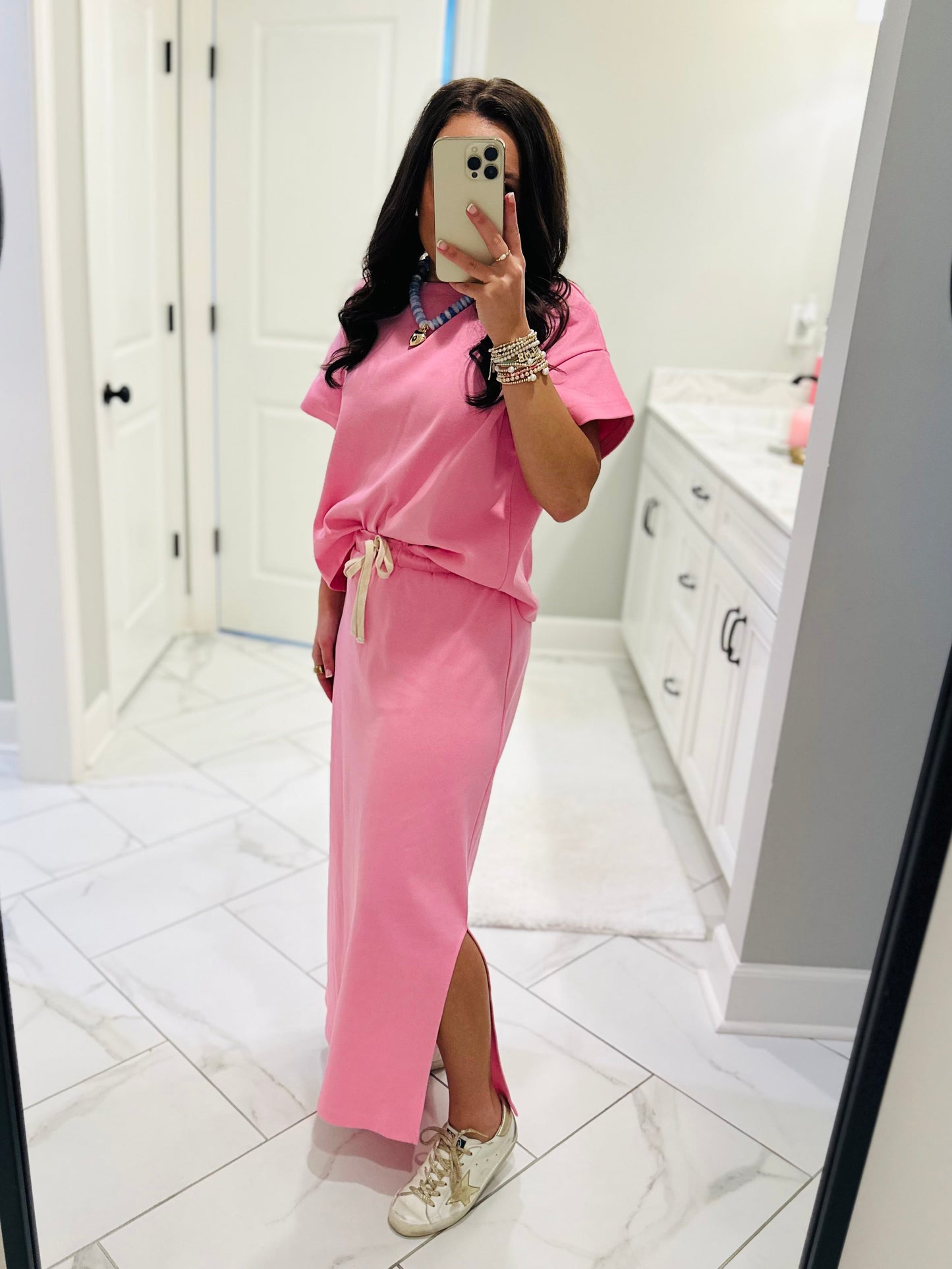 The Sonny Pink Knit Top + Skirt Set