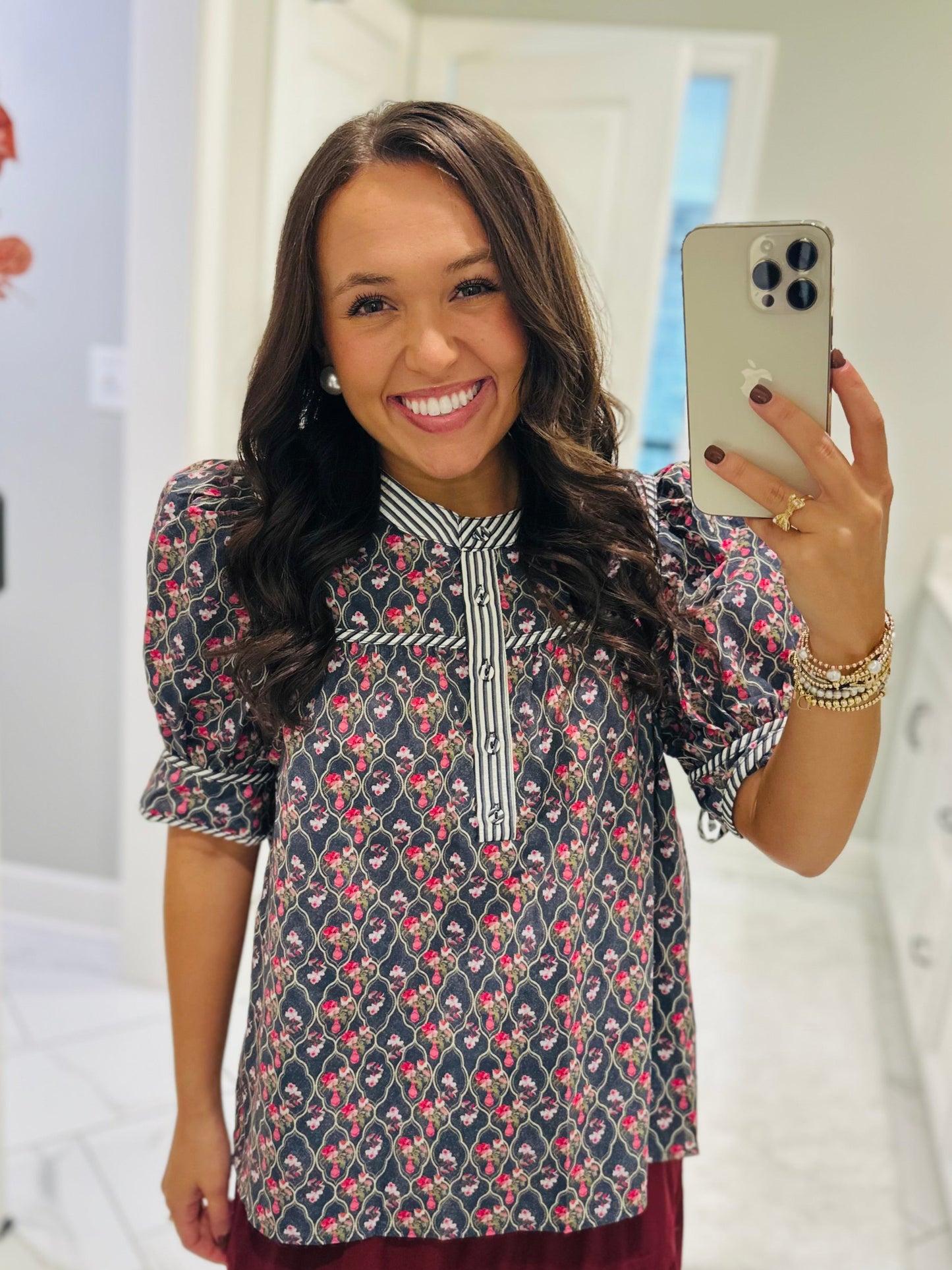 The Lottie Navy Floral Top