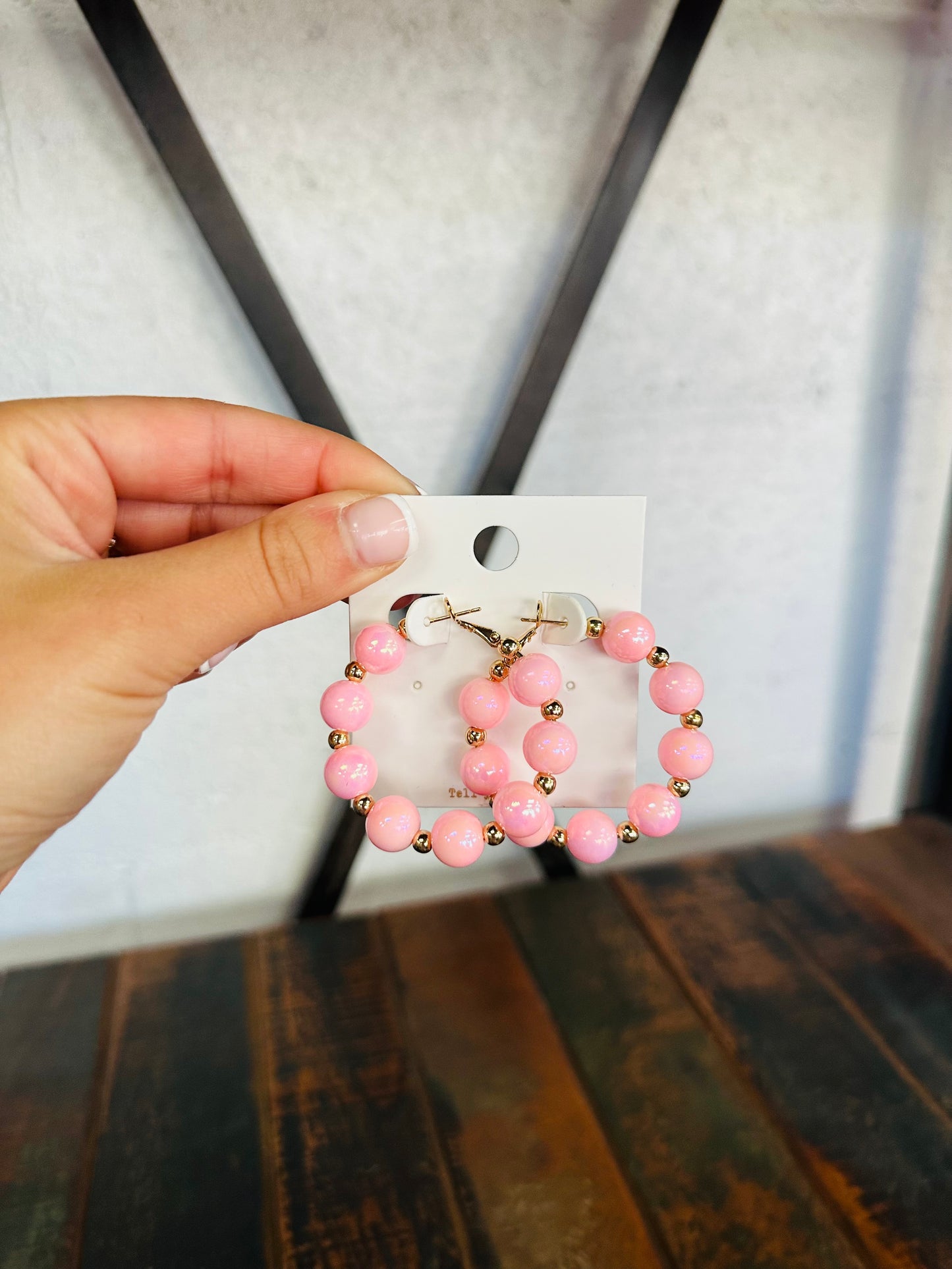 Pink Pearlescent Ball of Fun Hoop Earring