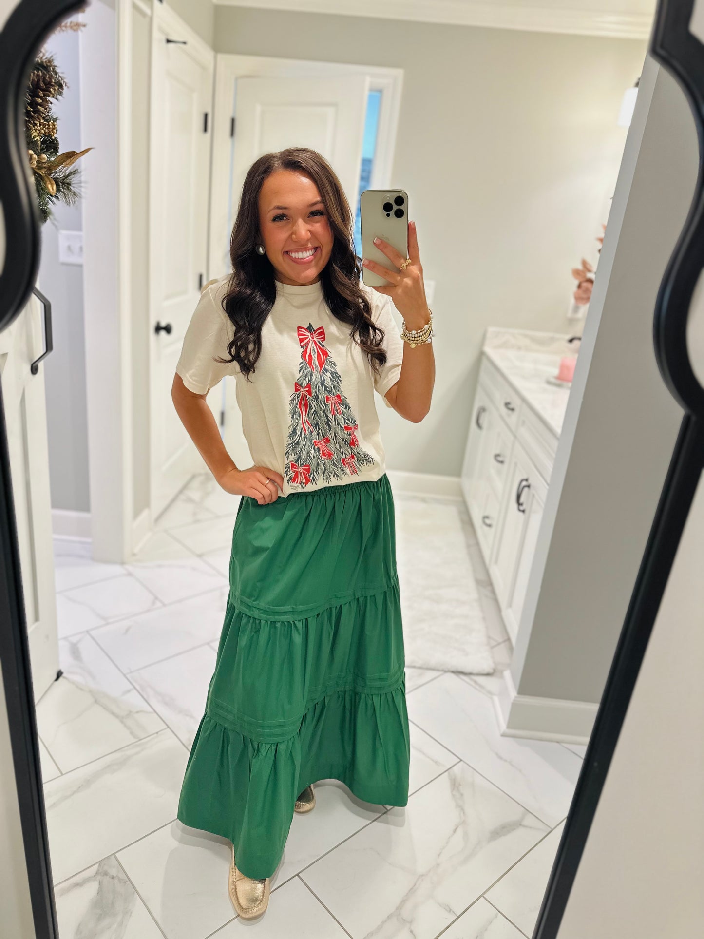 The Watercolor Bow Christmas Tree Tee