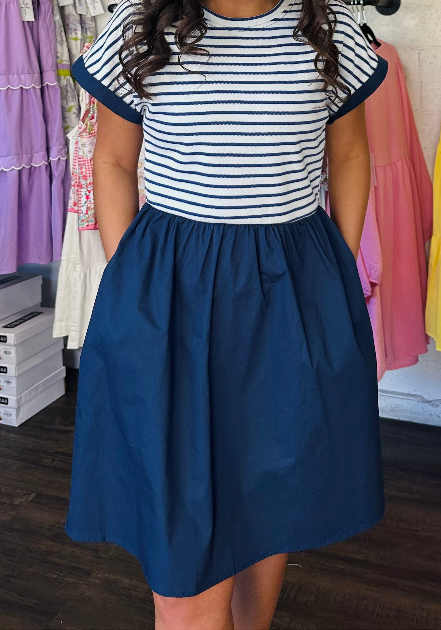 The Harbor Navy Blue Striped Dress