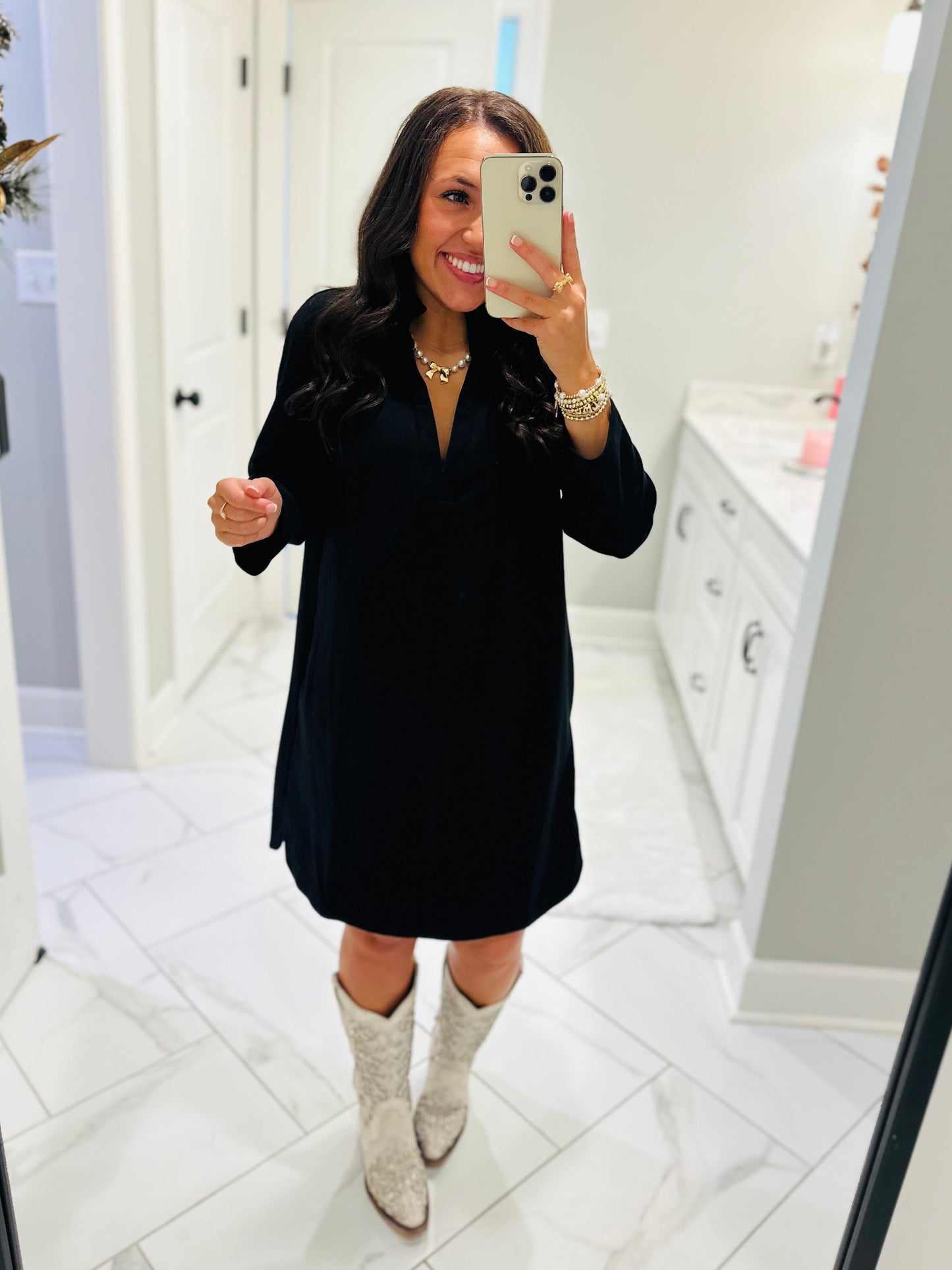 The Nicole Black Long Sleeve Dress