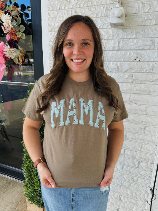 Mama Vintage Floral Embroidered Tee