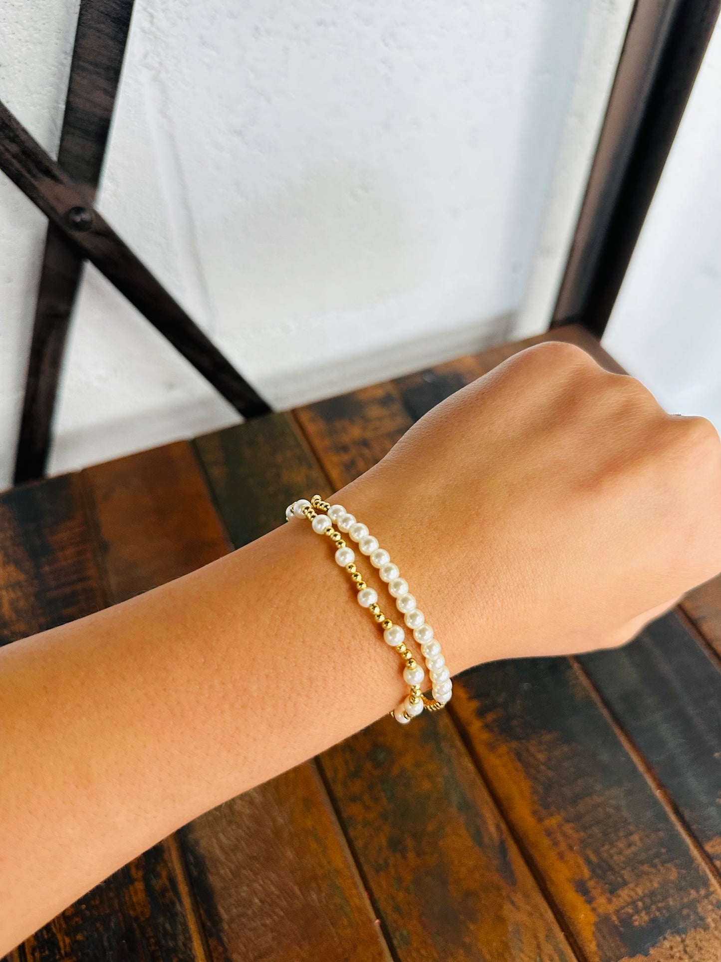 Pearl + Gold Bracelet Set