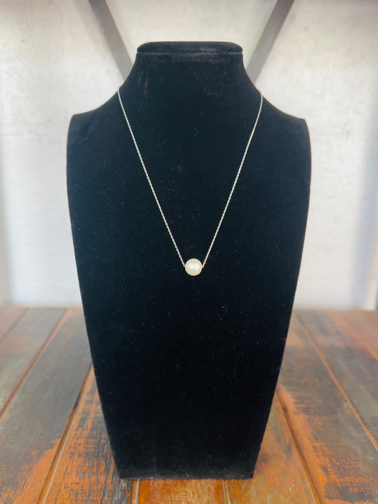 6mm Pearl Pendant Silver Necklace