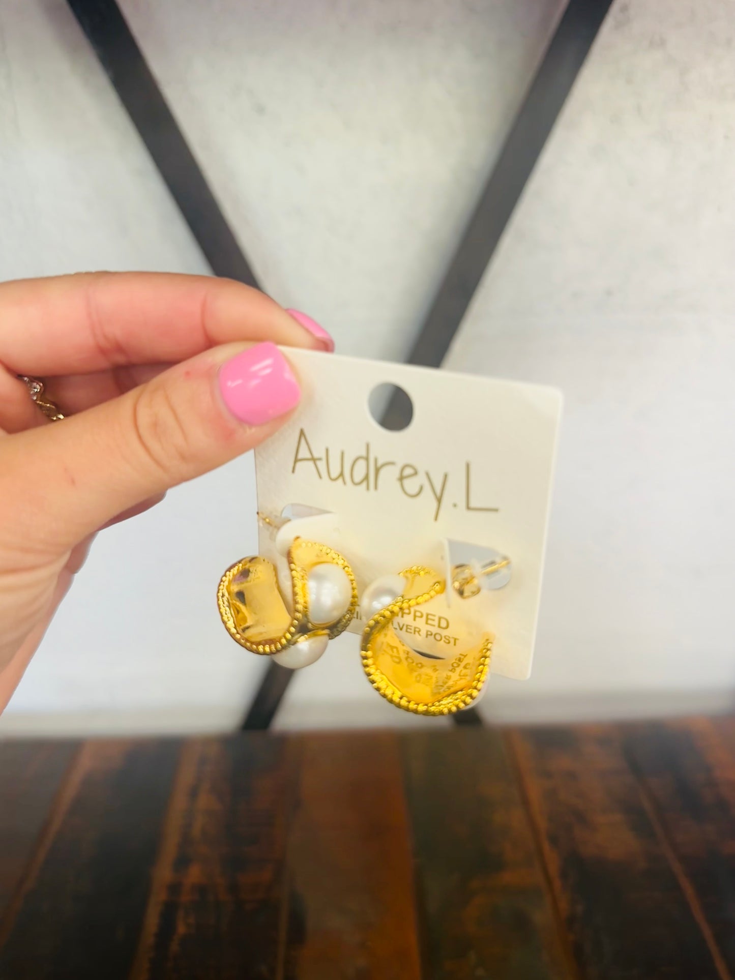 Vintage Pearl + Gold Hoop Earring