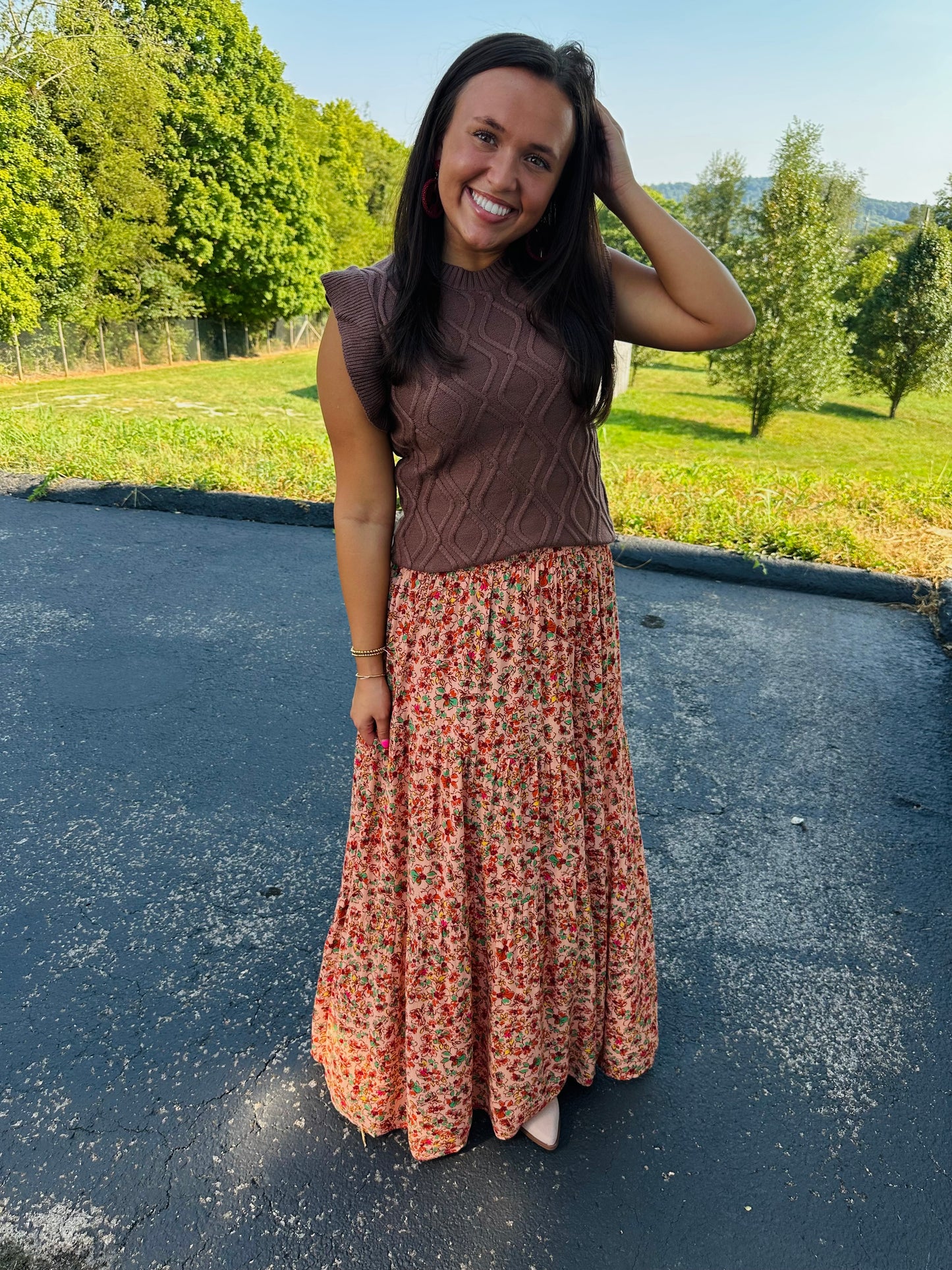 The Hartley Apricot Floral Maxi Skirt