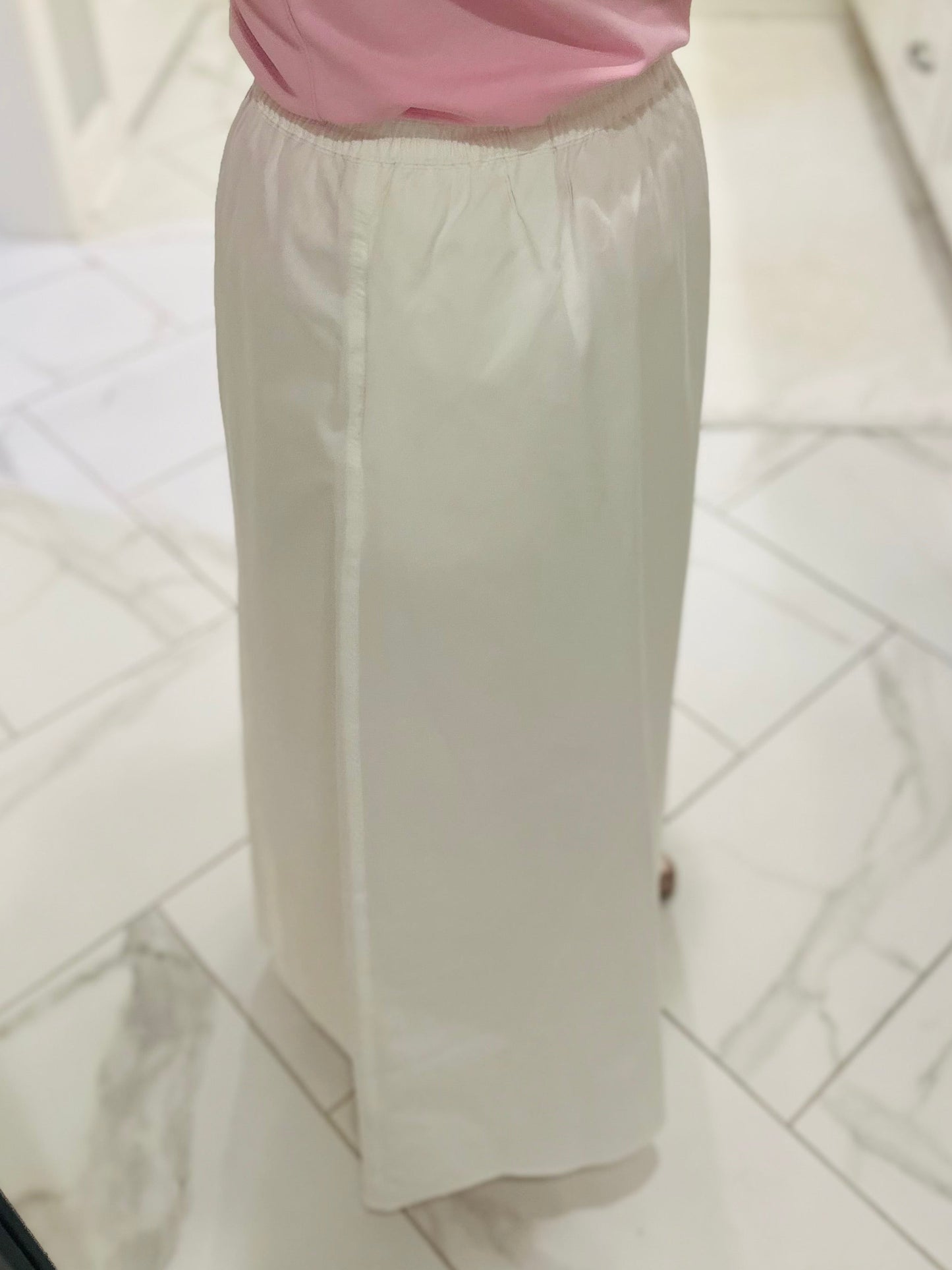 The Eva White Cotton Midi Skirt