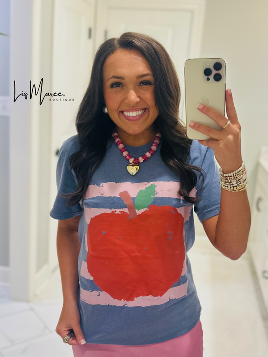The Apple Pink Stripe Graphic Tee