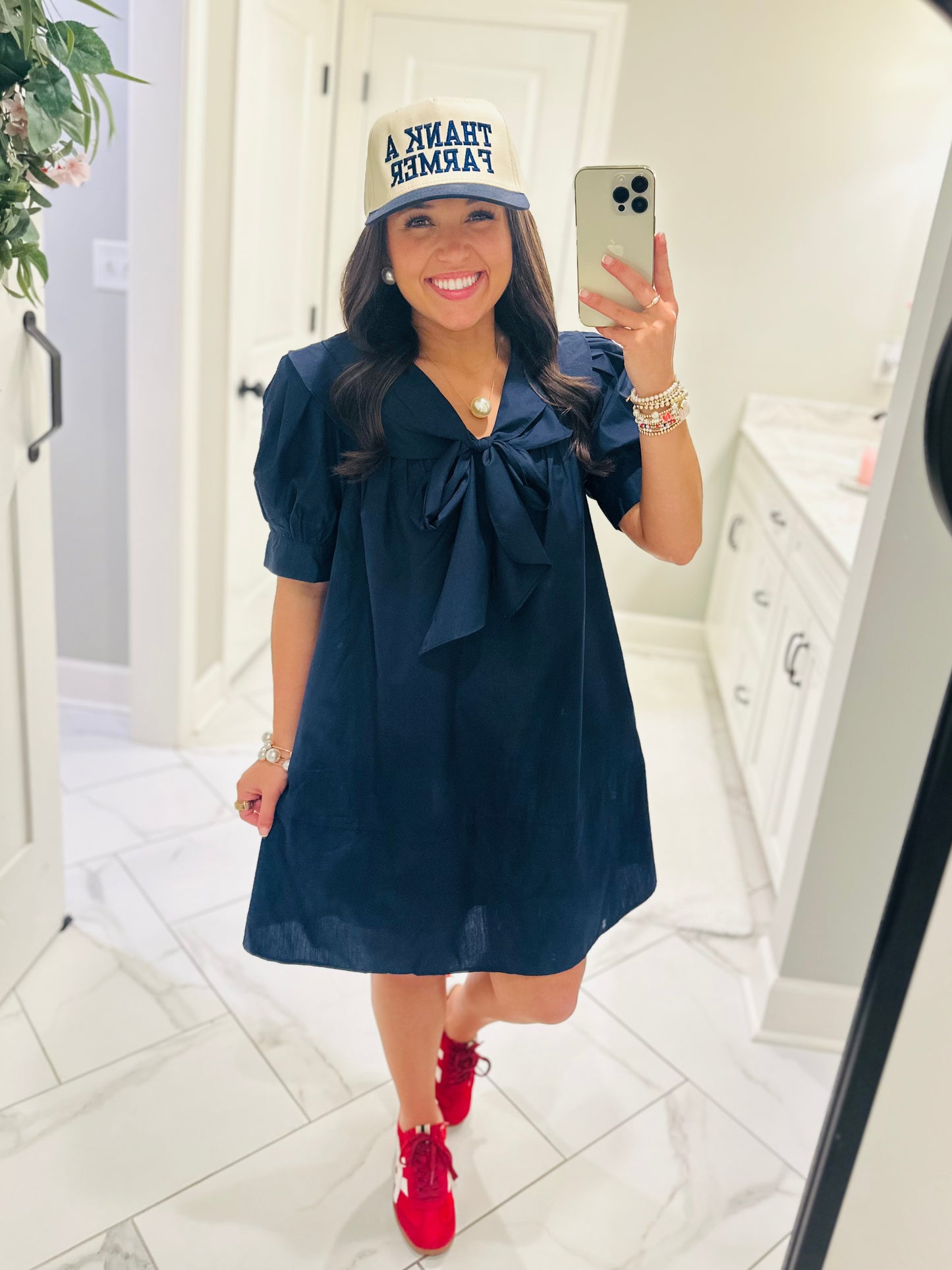 The Emmy Navy Bow Dress