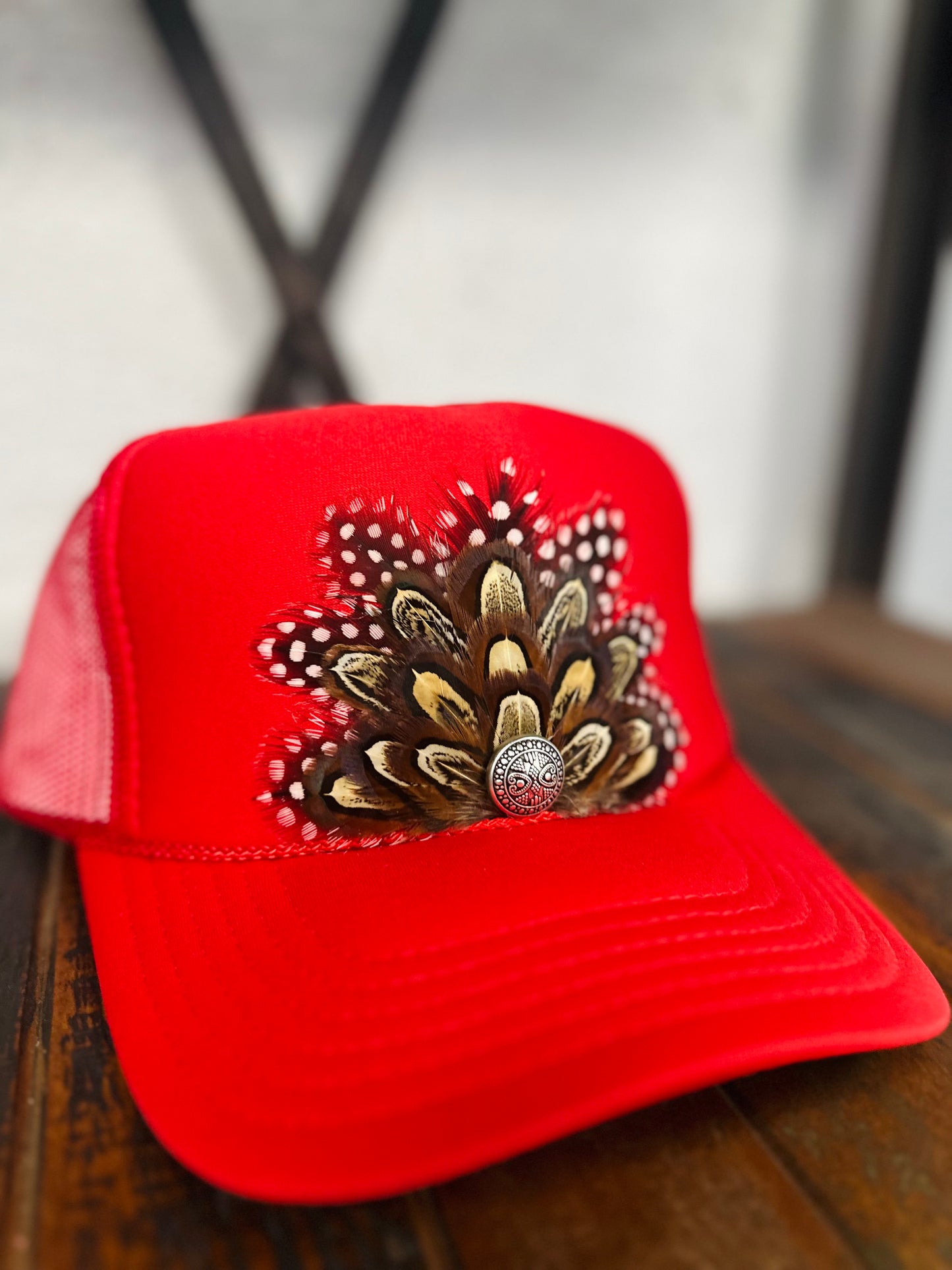 Red Feather Trucker Hat