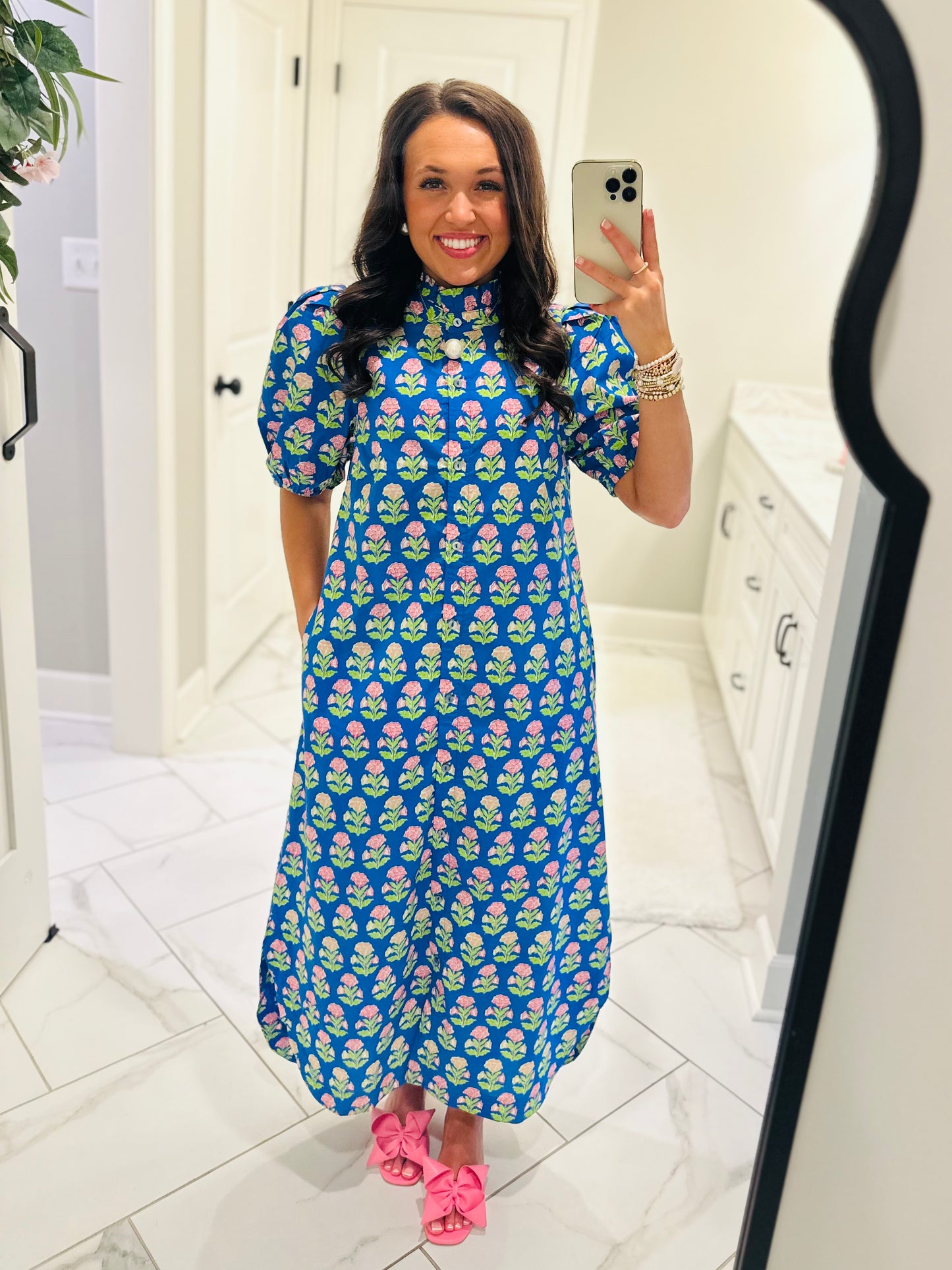 The Ada Blue Floral Midi Dress