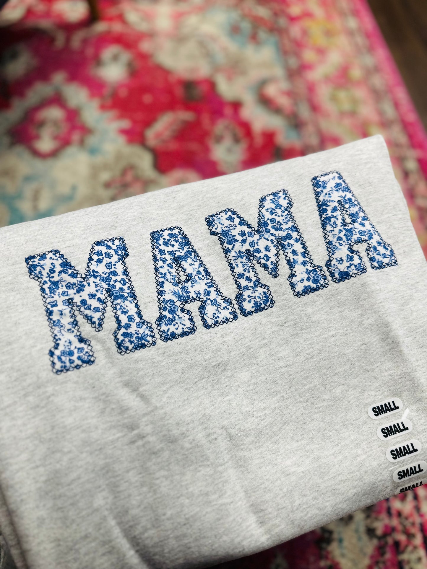 The Mama Blue Floral Embroiderd Sweatshirt