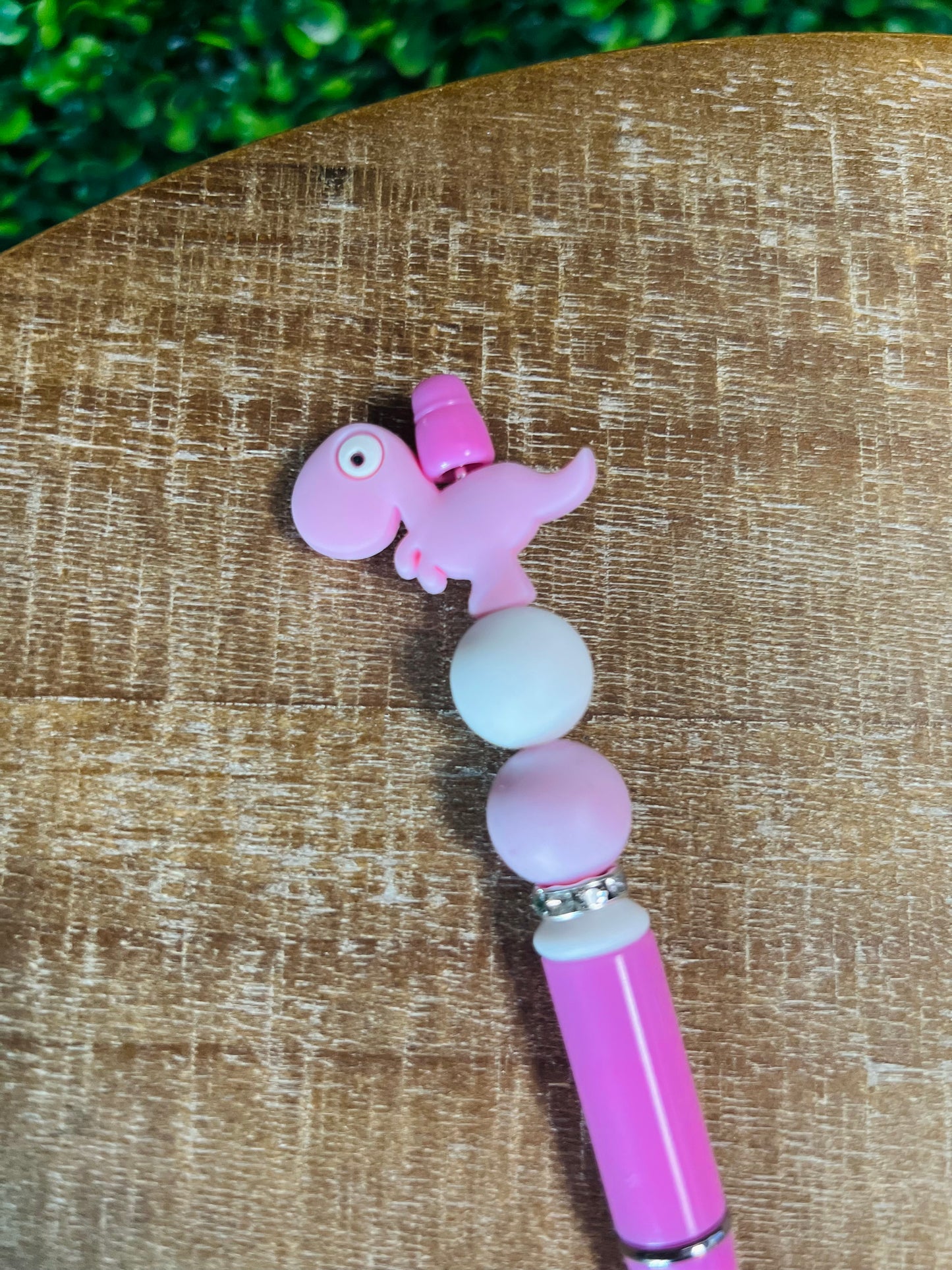 Pink Dinosaur Beaded Pen