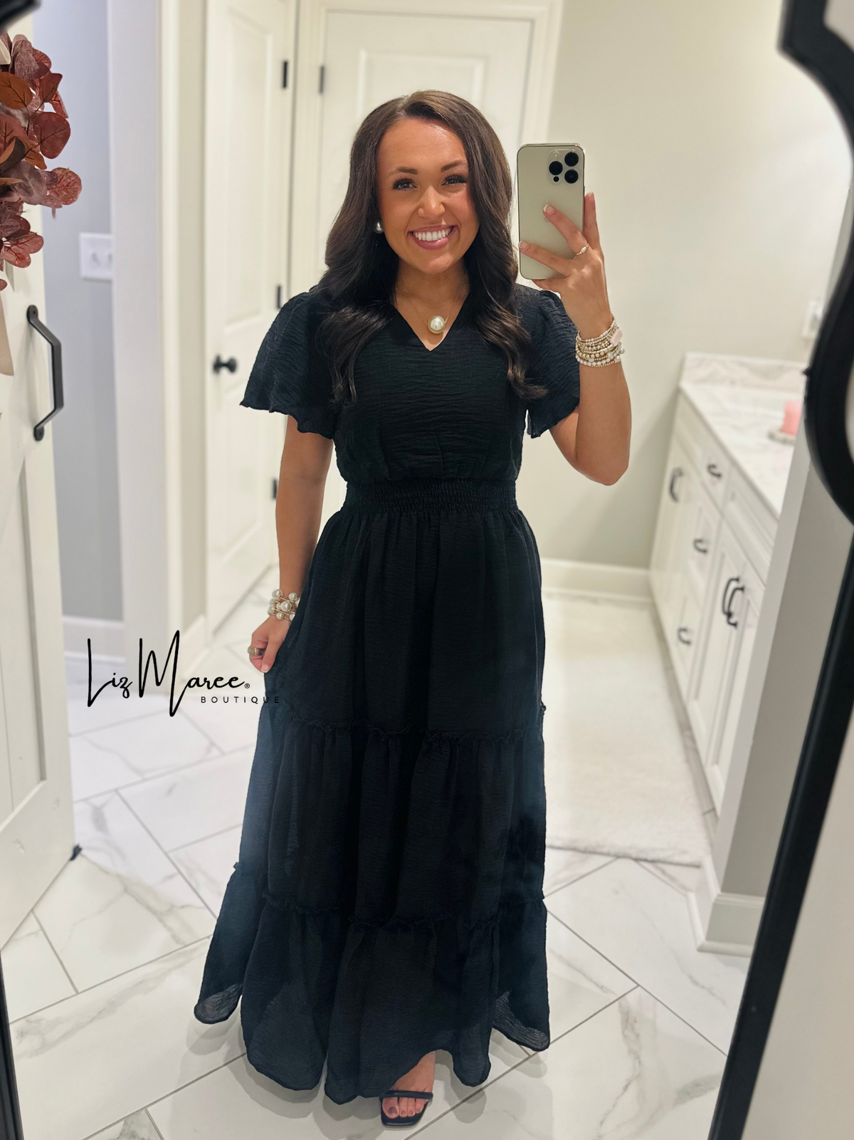 The Taylor Black Tiered Maxi Dress