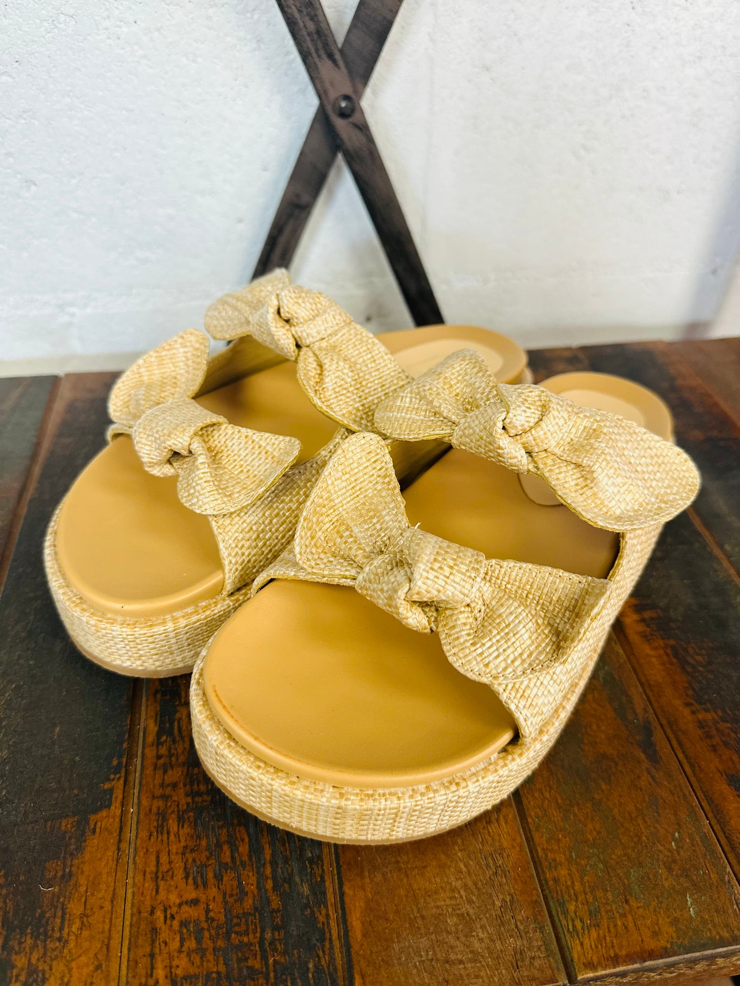 The Kiki Raffia Bow Platform Sandal