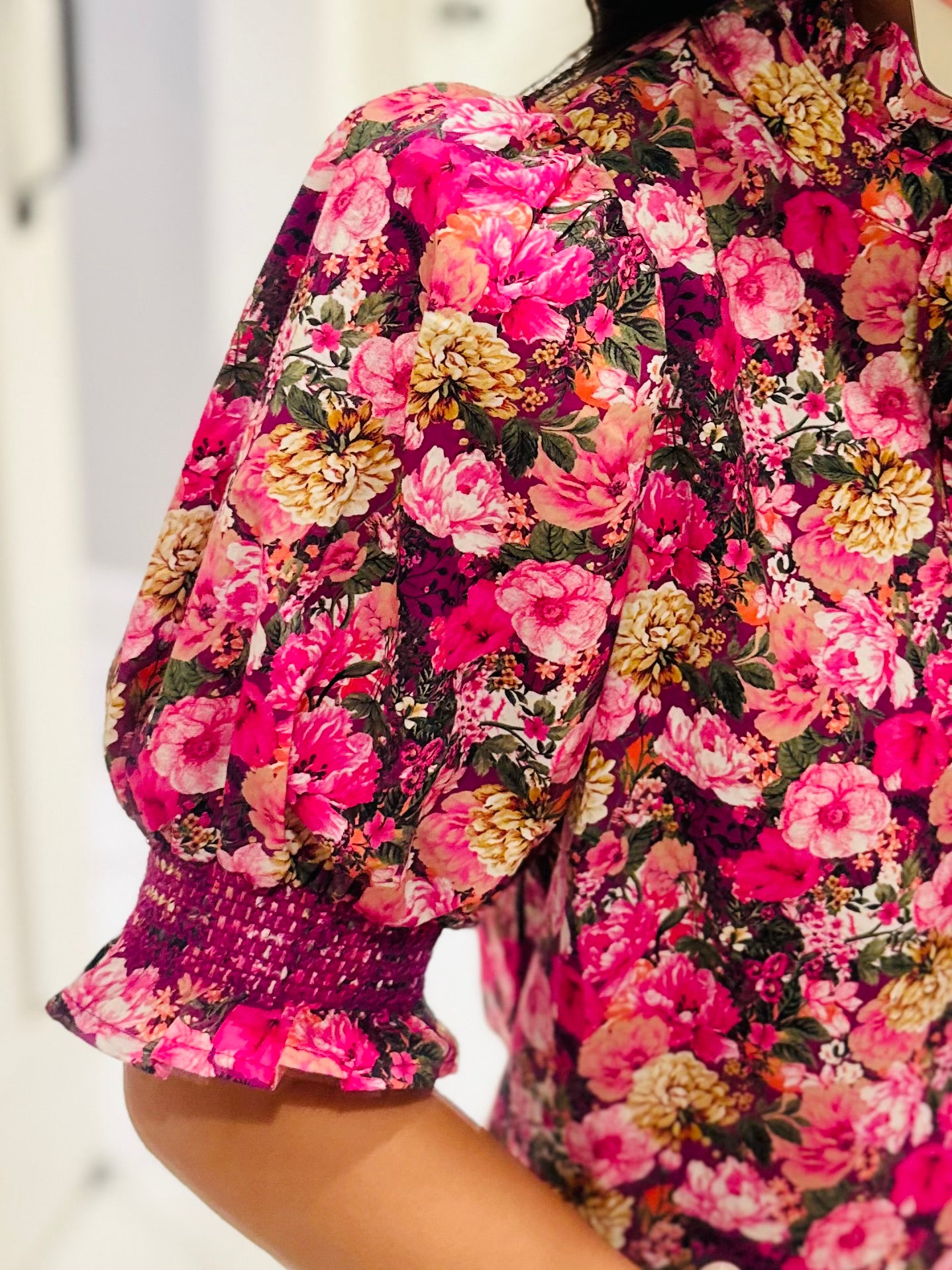 The Anabelle Magenta Floral Midi Dress