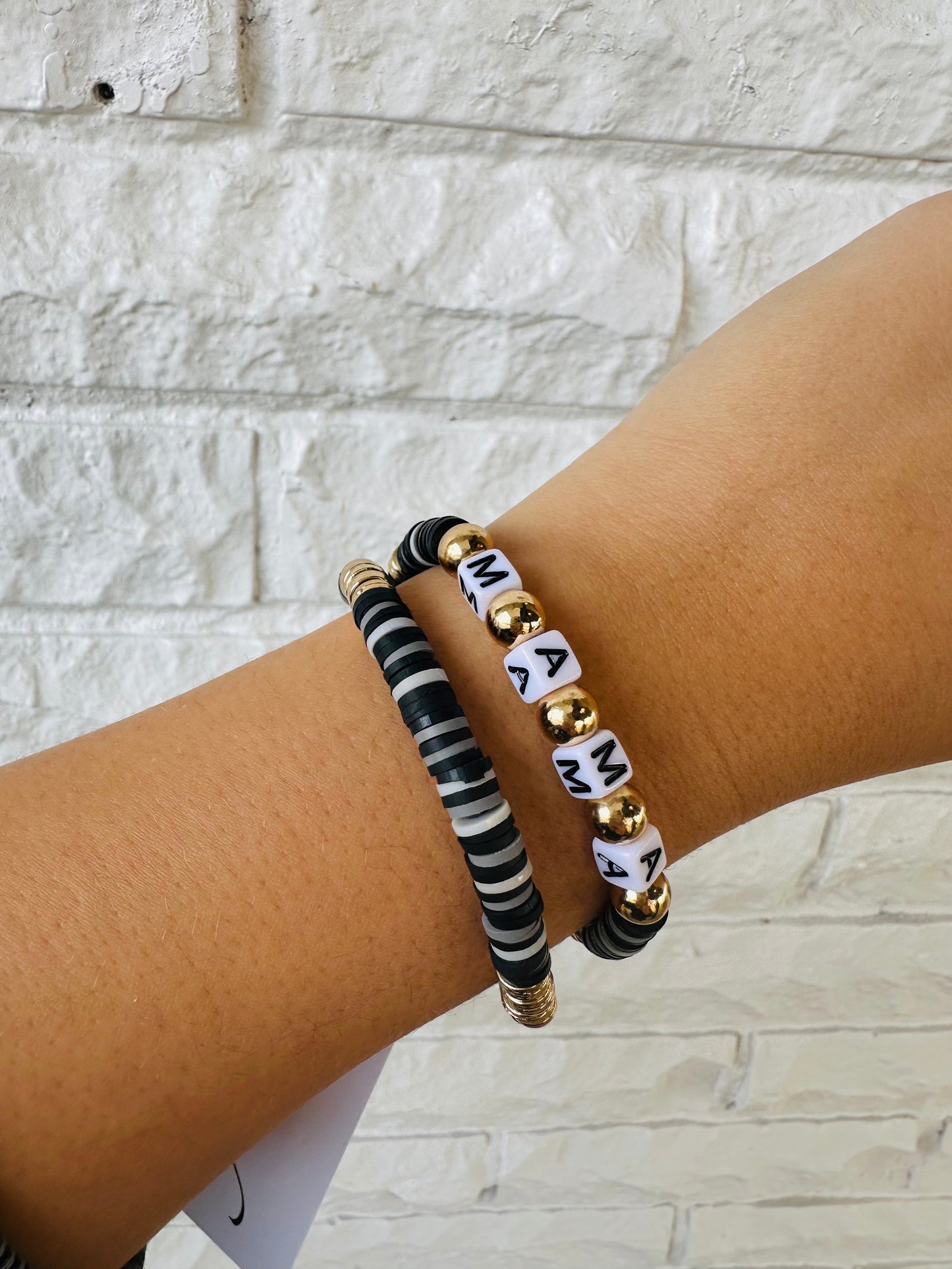 Black 'Mama' Stretch Bracelet Sets