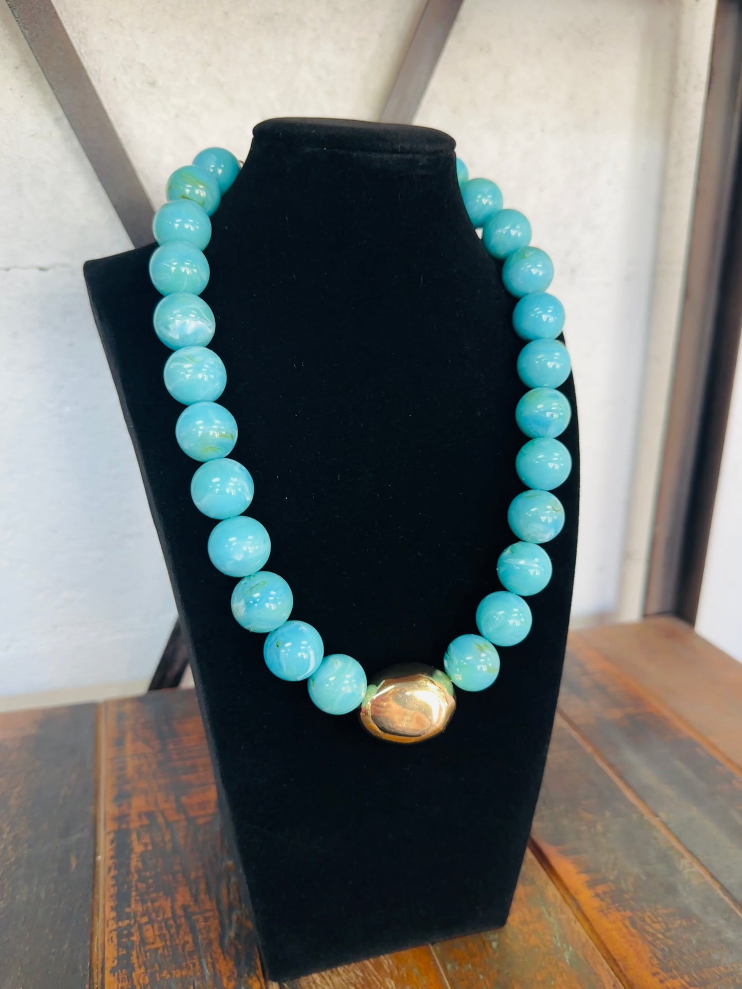 Turquoise Marble Beaded Necklace