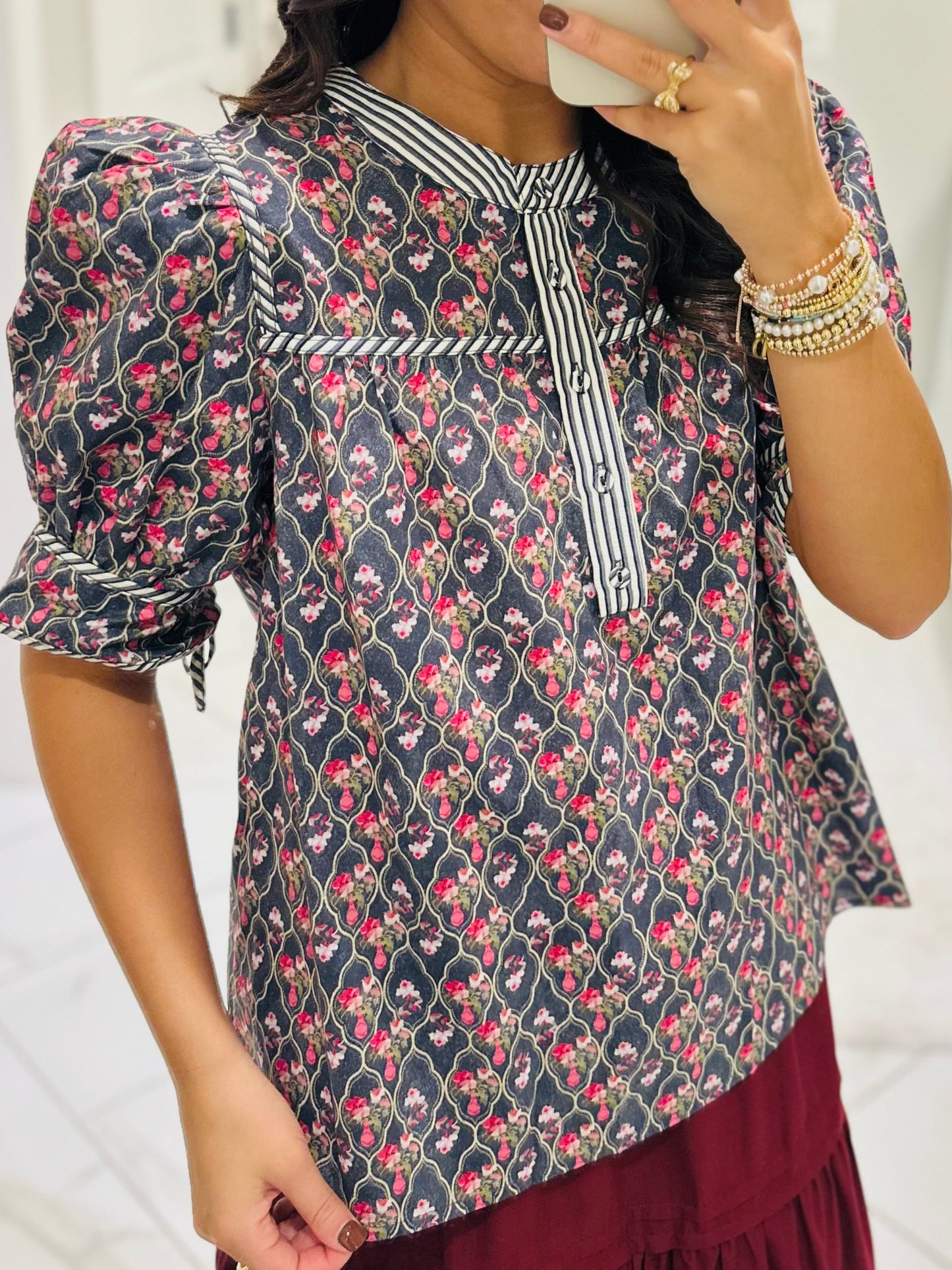 The Lottie Navy Floral Top