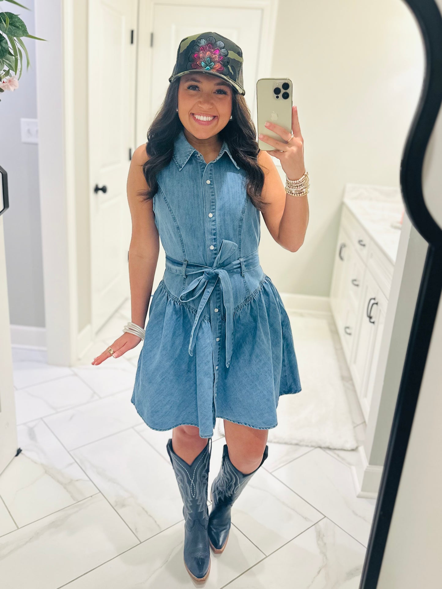 The Remi Denim Sash Belt Dress