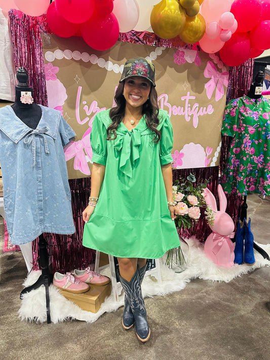 The Emmy Kelly Green Bow Dress
