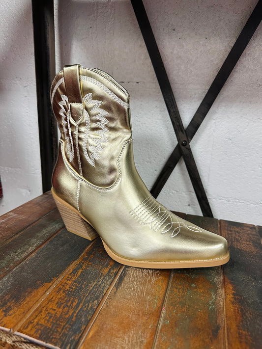 The Lynn Gold Western Bootie