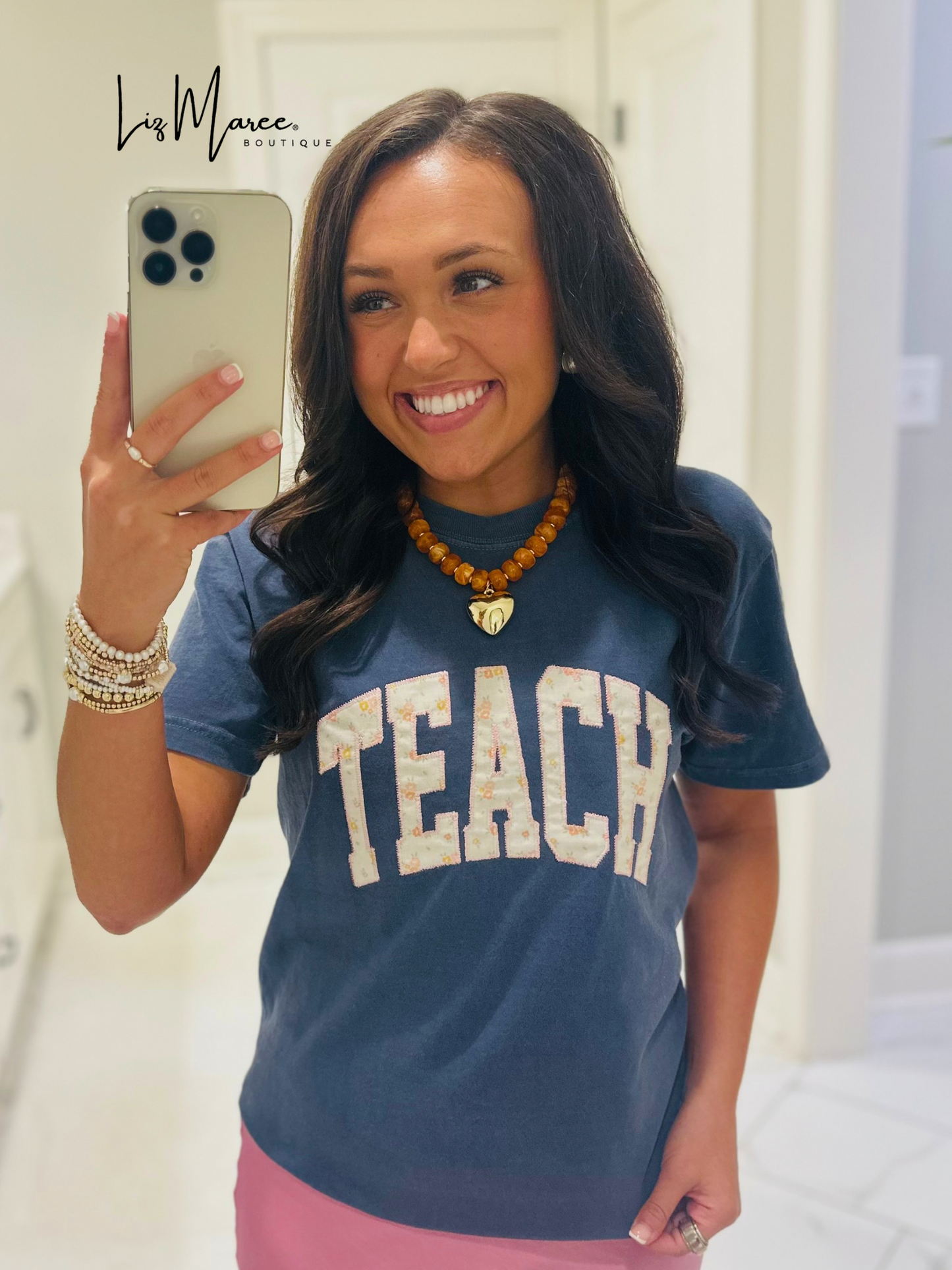 The Floral Teach Appliqué Embroidered Tee