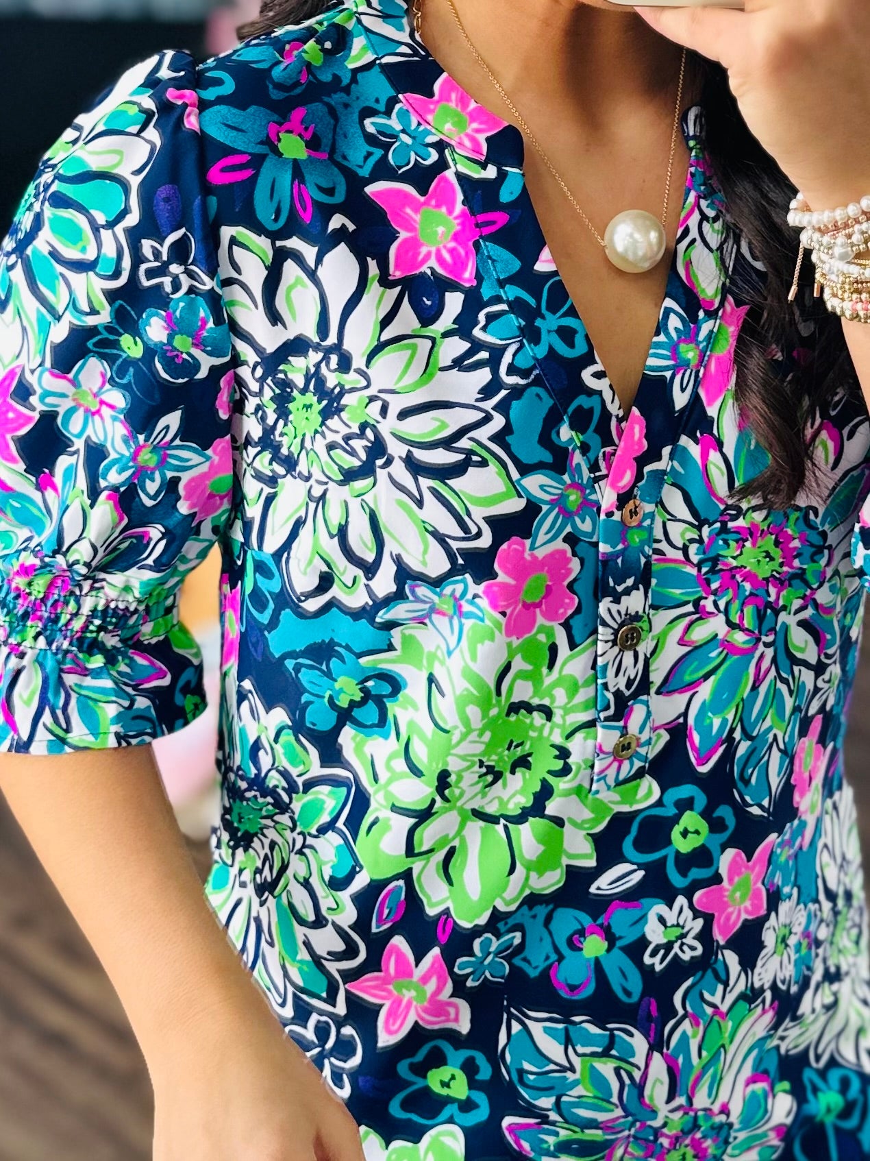 The Nova Navy Floral Ruffle Sleeve Dress