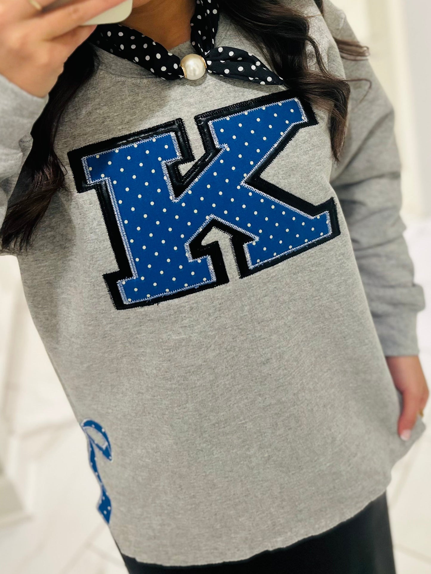 The Kentucky Polka Dot Embroidered Bow Side Sweatshirt