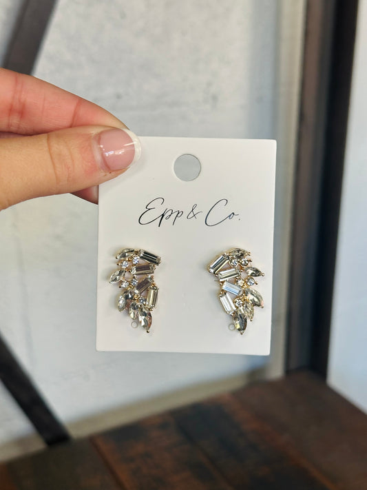 Mini Rhinestone Fan Earring