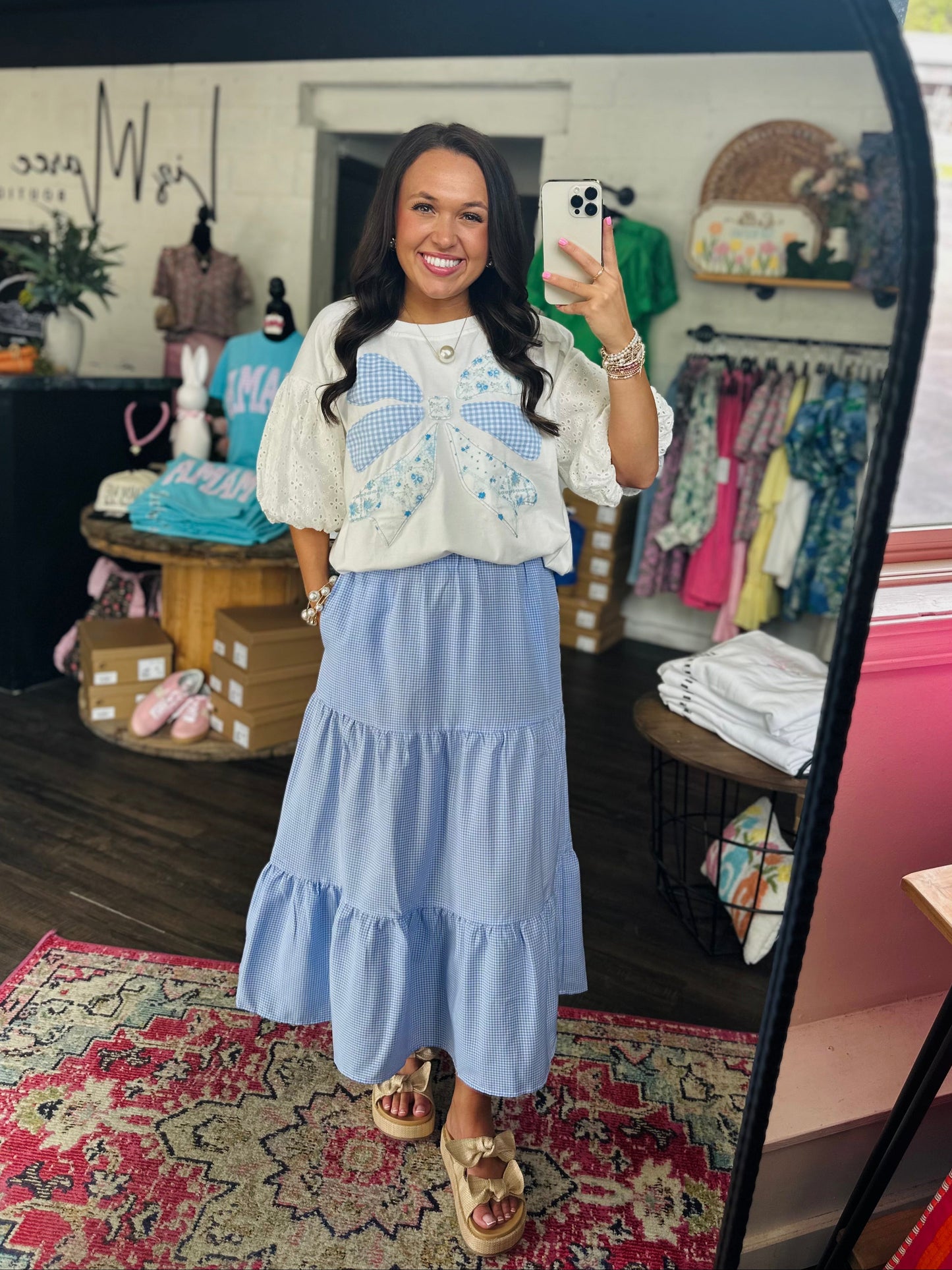 The Baby Blue Gingham Maxi Skirt