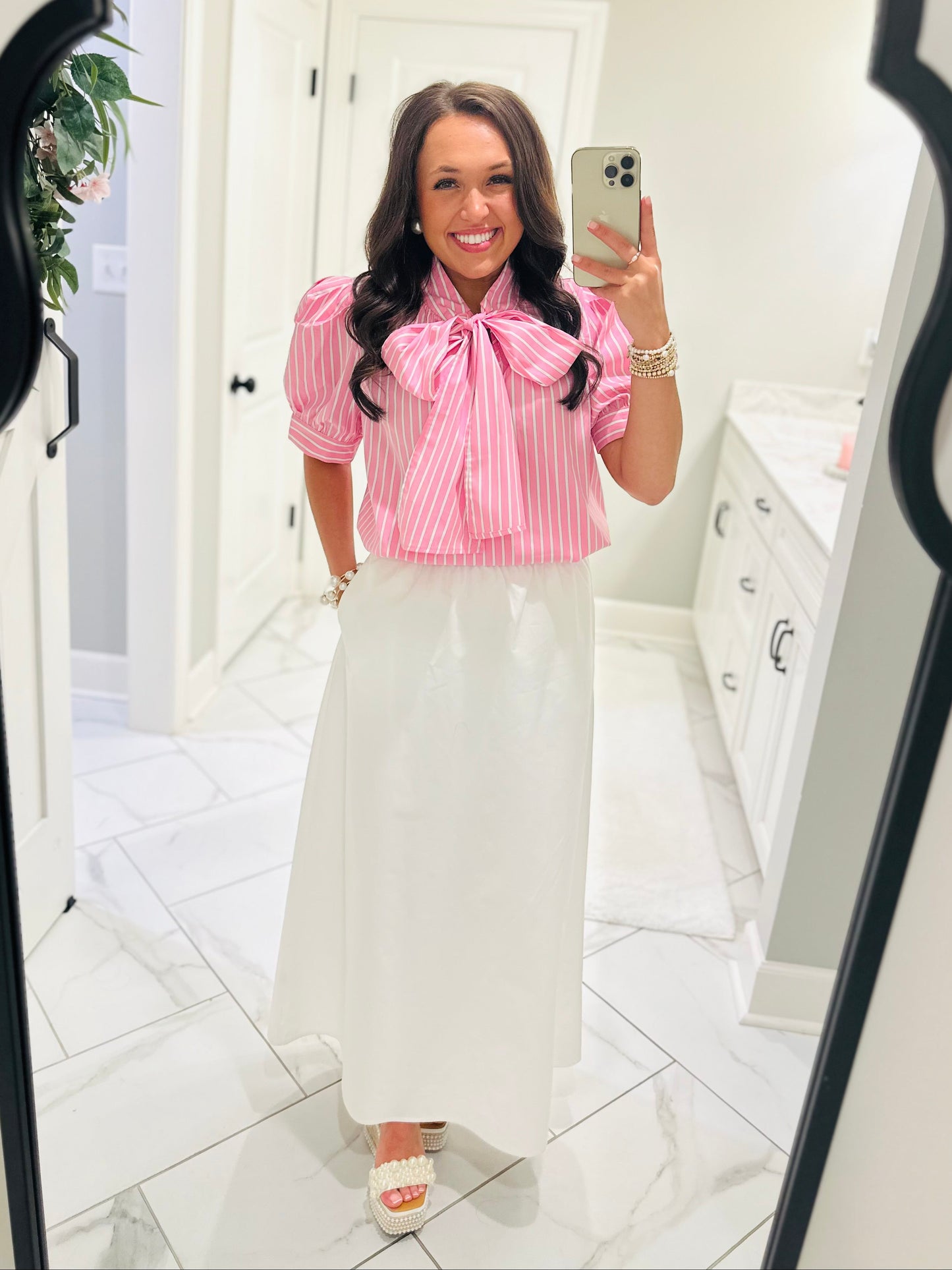 The Hadlee Pink Striped Bow Top