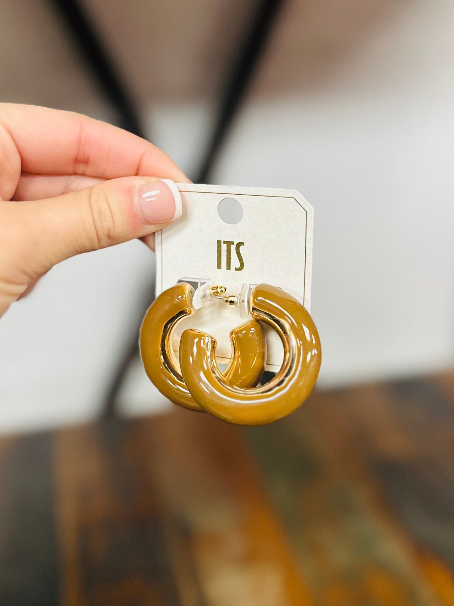 Brown + Gold Chunky Hoops