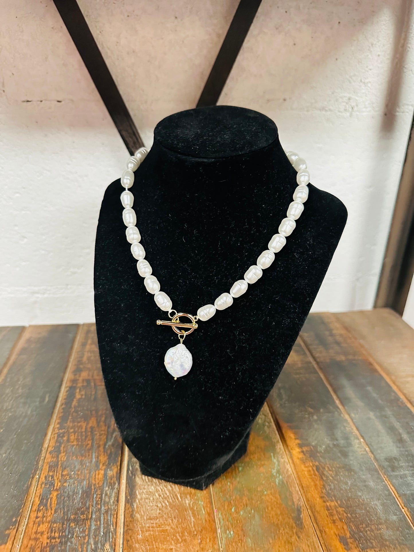 Pearl Charm + Pearl Bead Necklace