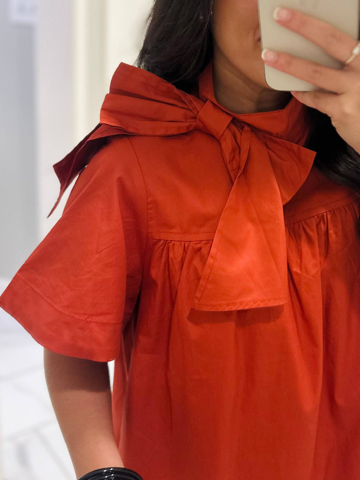 The Melody Brick Poplin Bow Dress