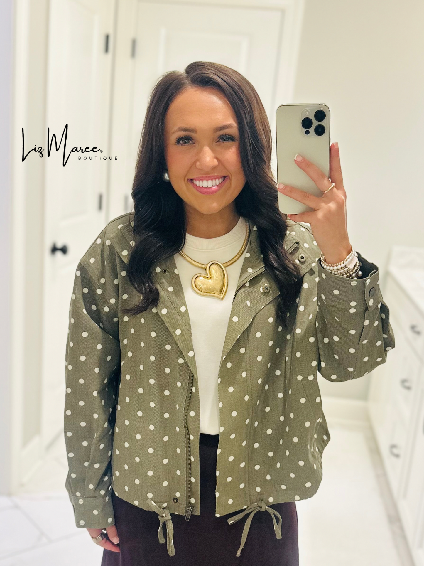 The Reese Olive Polka Dot Jacket