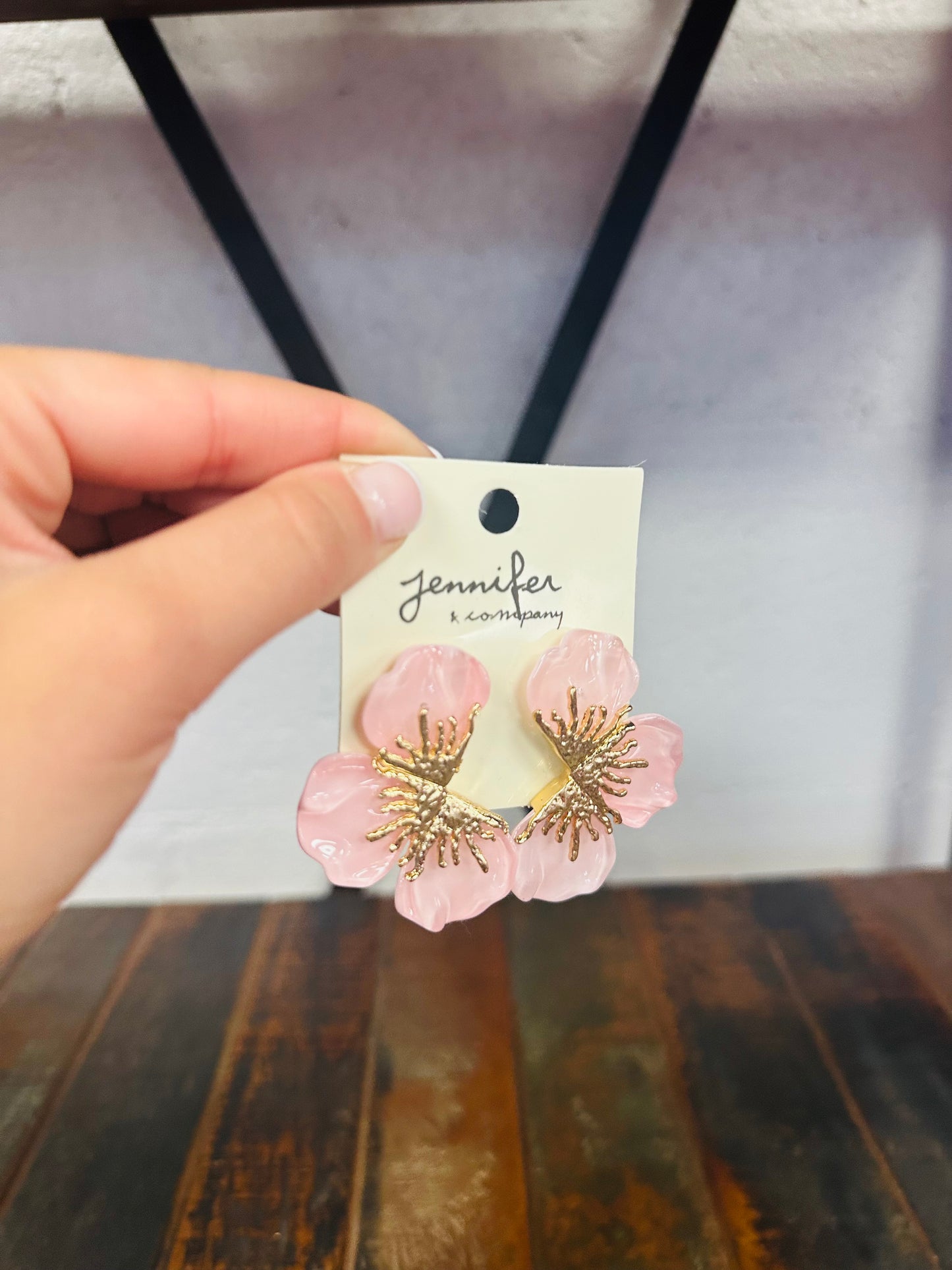 Flower Statement Earring - Light Pink