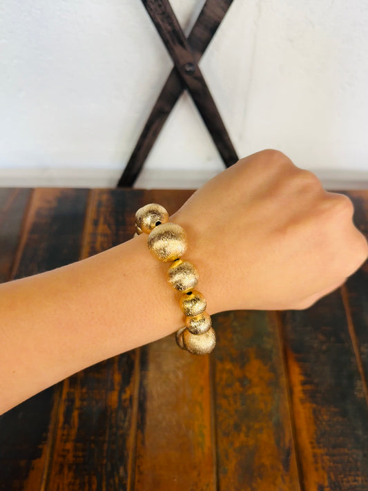 Brushed Gold Mixed Big Ball Bracelet