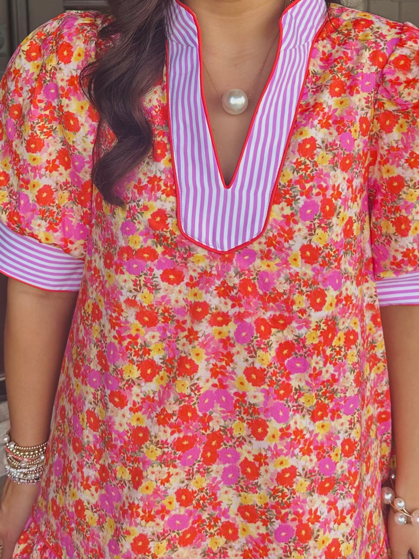 The Maree Pink + Orange Floral Dress