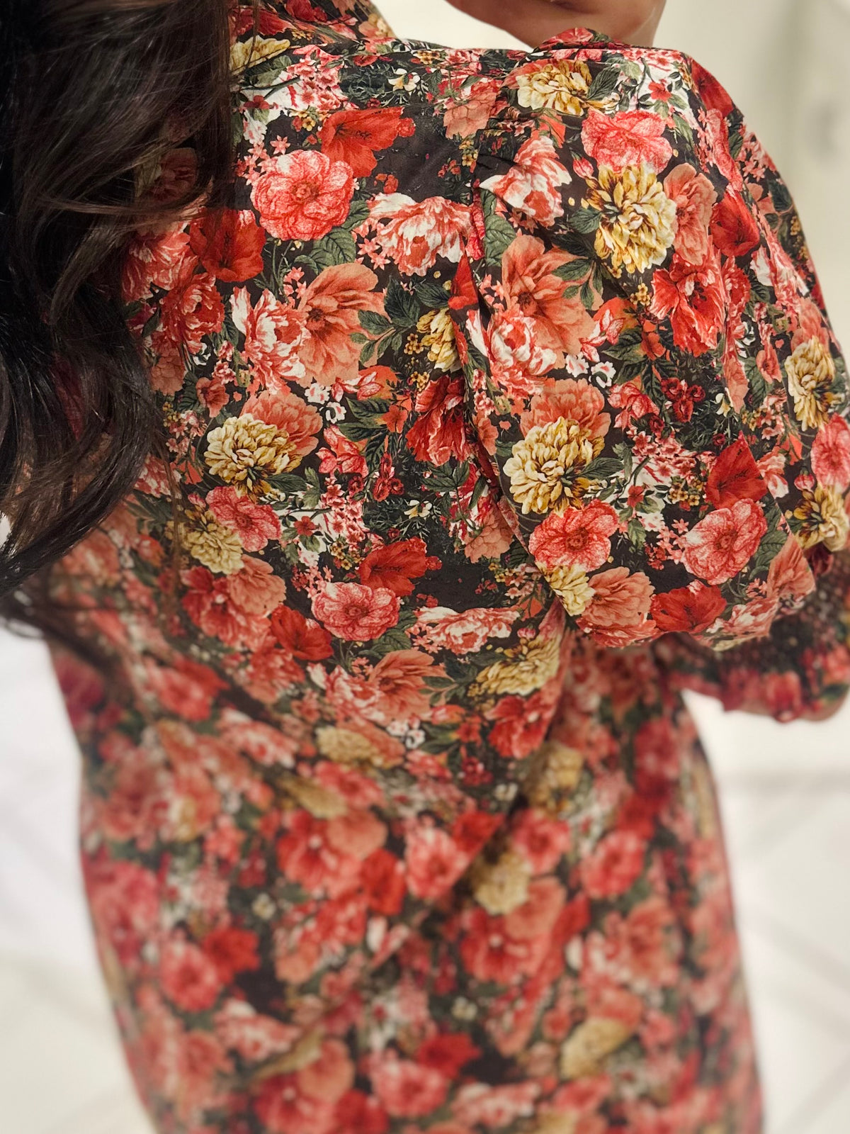 The Anabelle Brick Floral Midi Dress