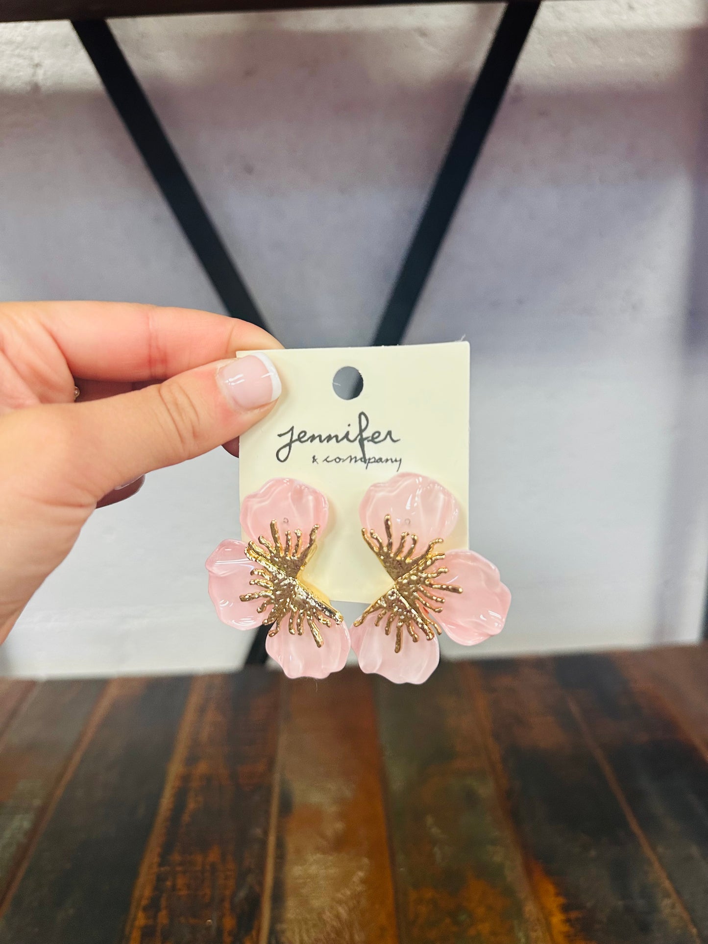 Flower Statement Earring - Light Pink