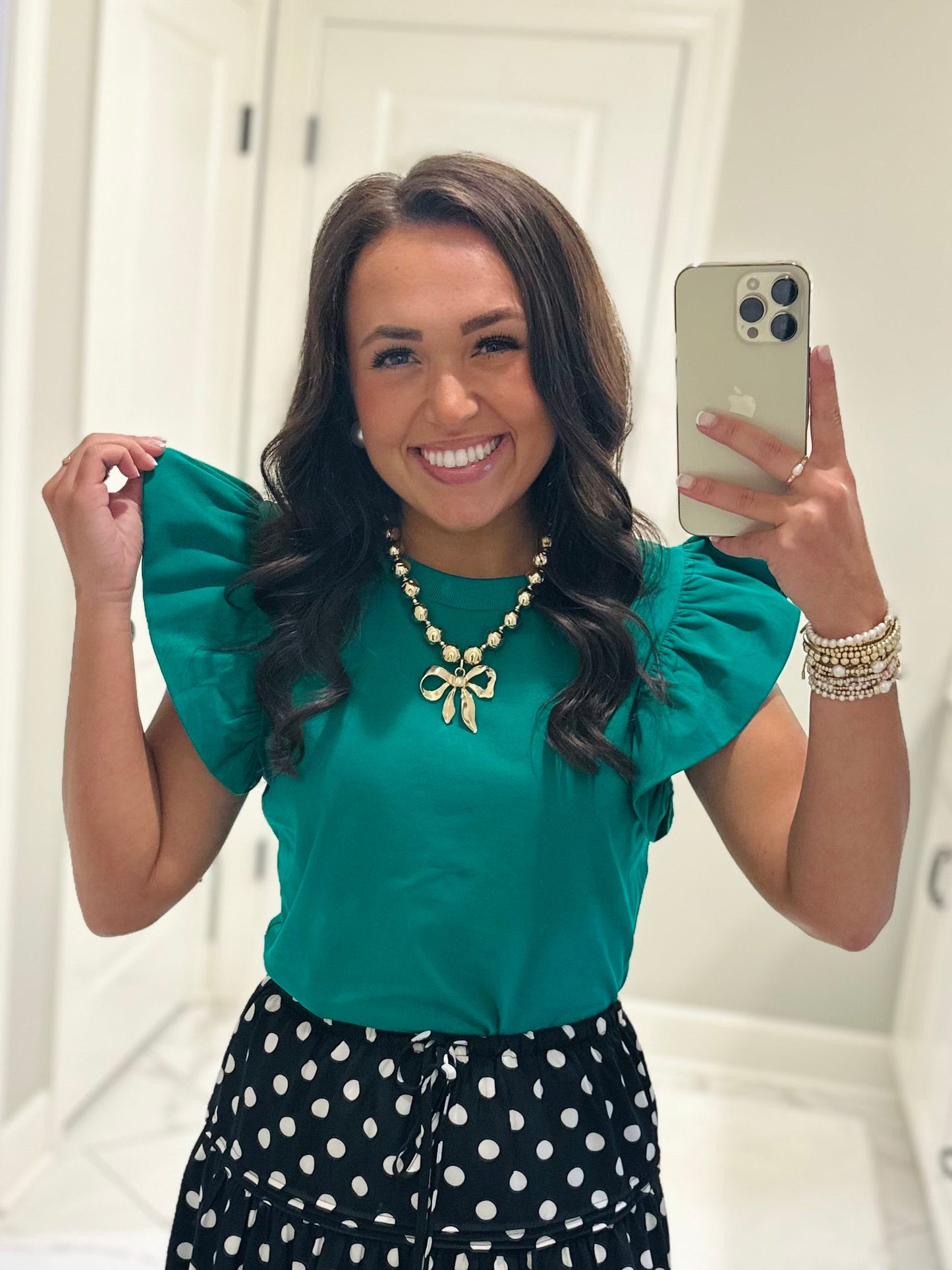 The Tillie Kelly Green Ruffled Sleeve Top