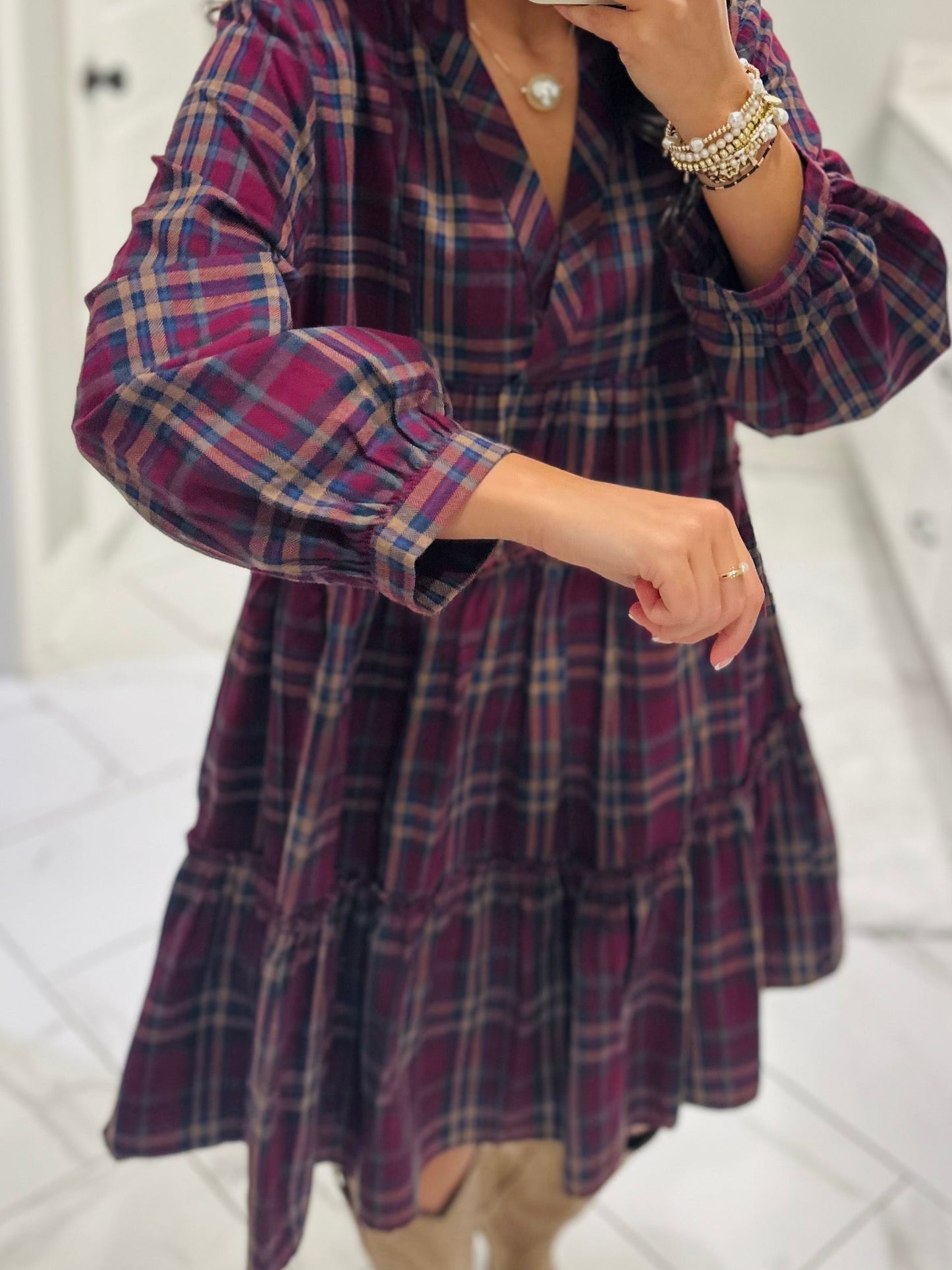 The Eden Plum Purple Plaid Dress