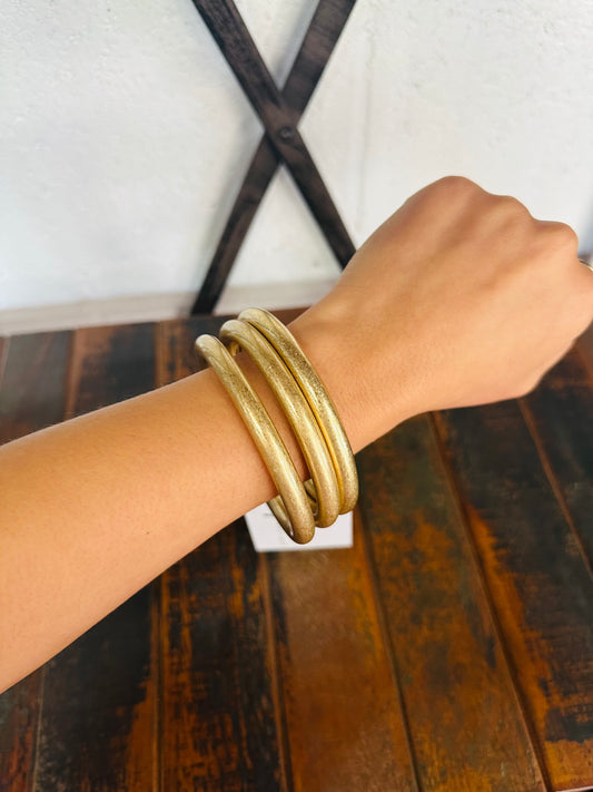 Matte Gold Bangles - Set of 3