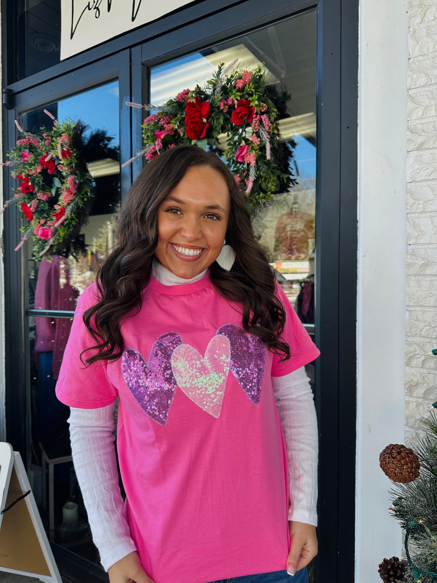 Be Mine Valentine Heart Trio Embroidered Tee