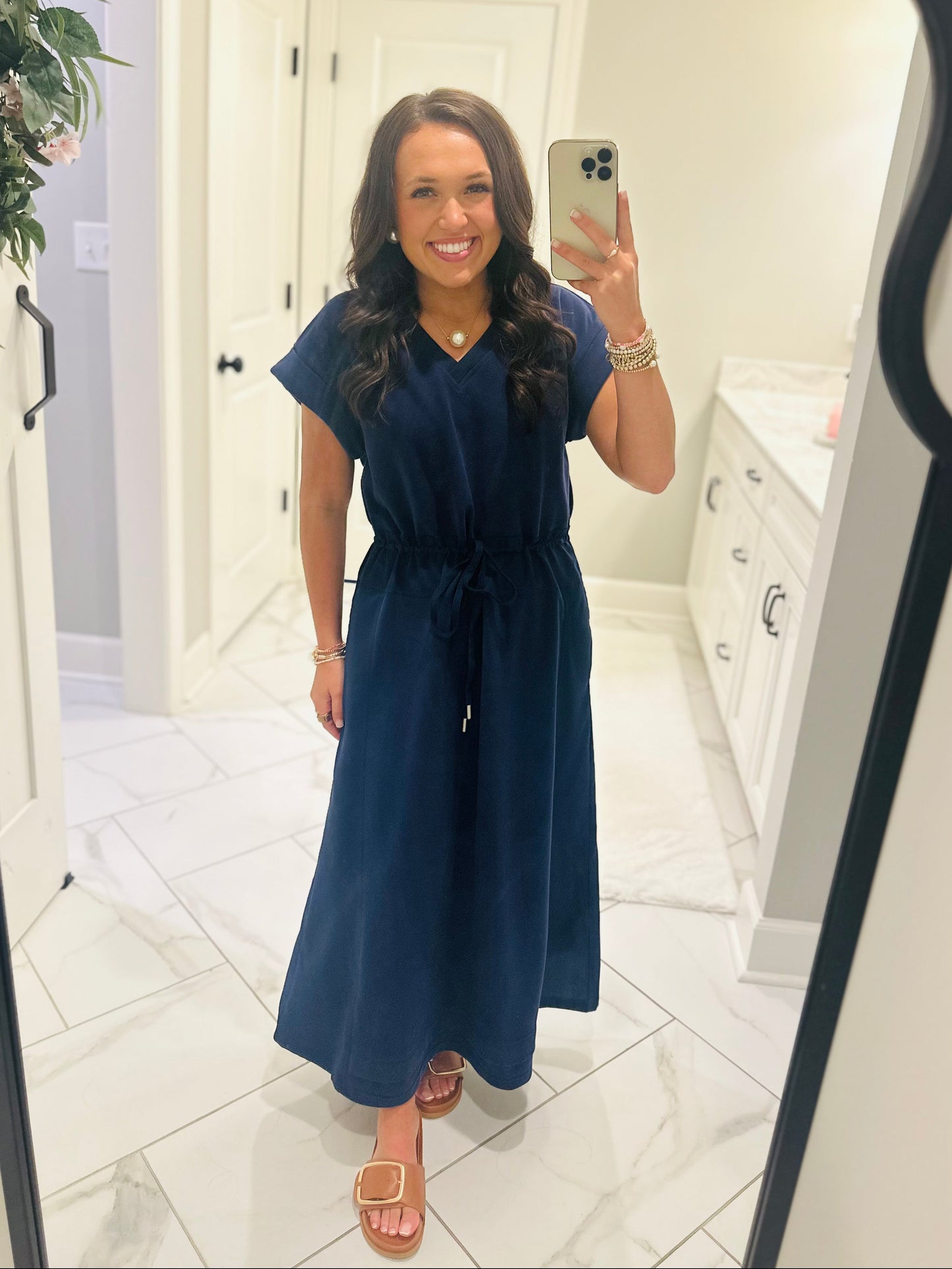 The Norah Navy Midi Dress