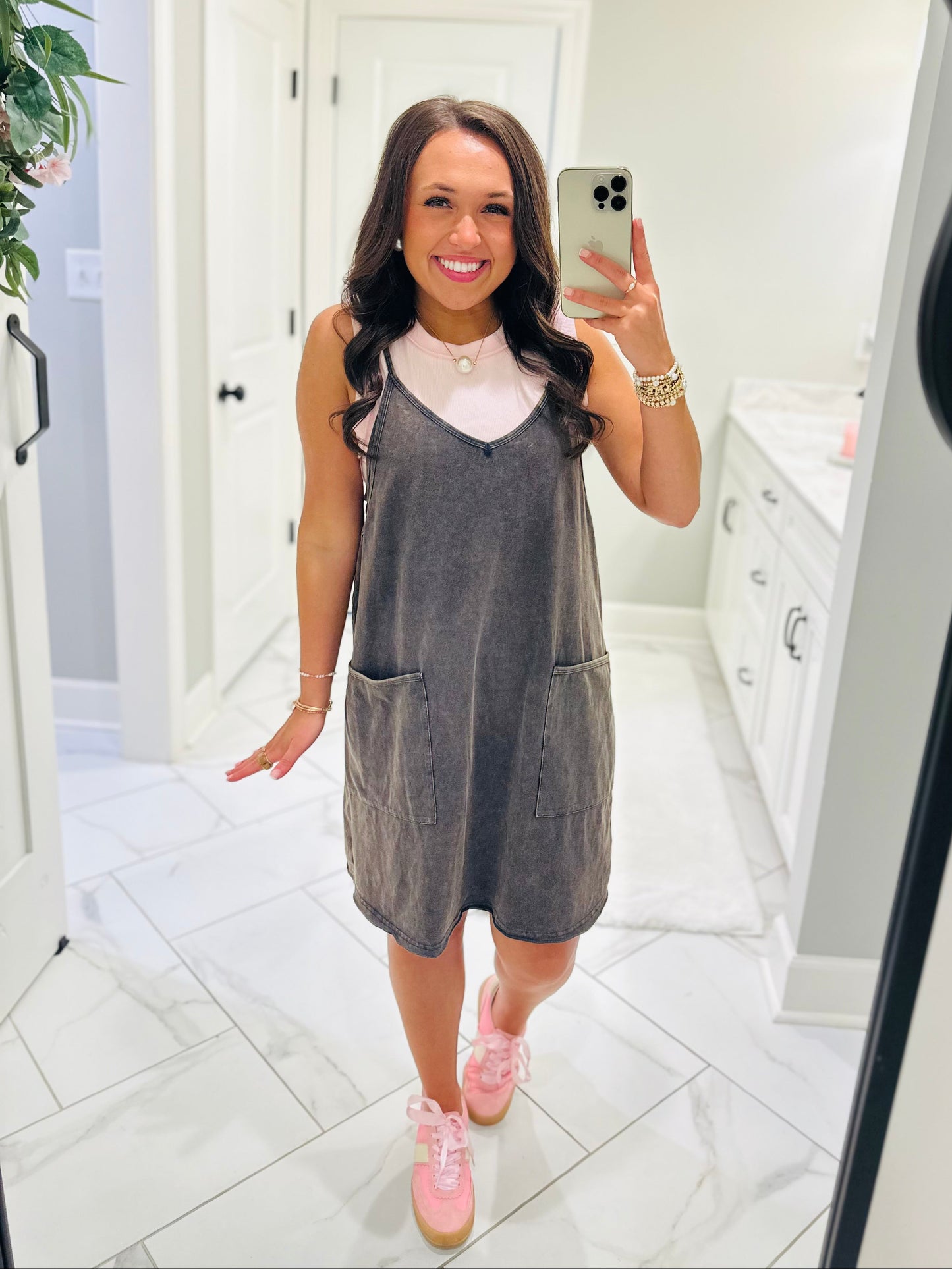 The Rhea Mineral Wash Tennis Dress - Ash Navy